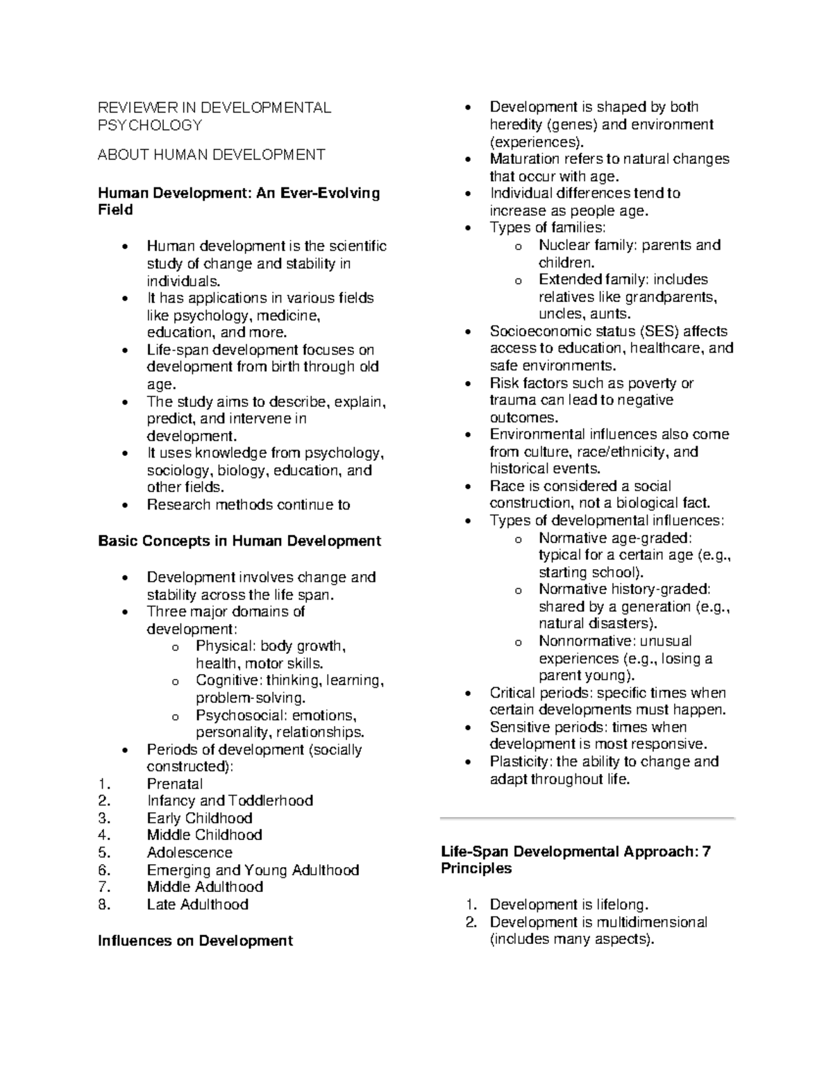 REVIEWER IN DEVELOPMENTAL PSYCHOLOGY: HUMAN DEVELOPMENT TO ADOLESCENCE ...