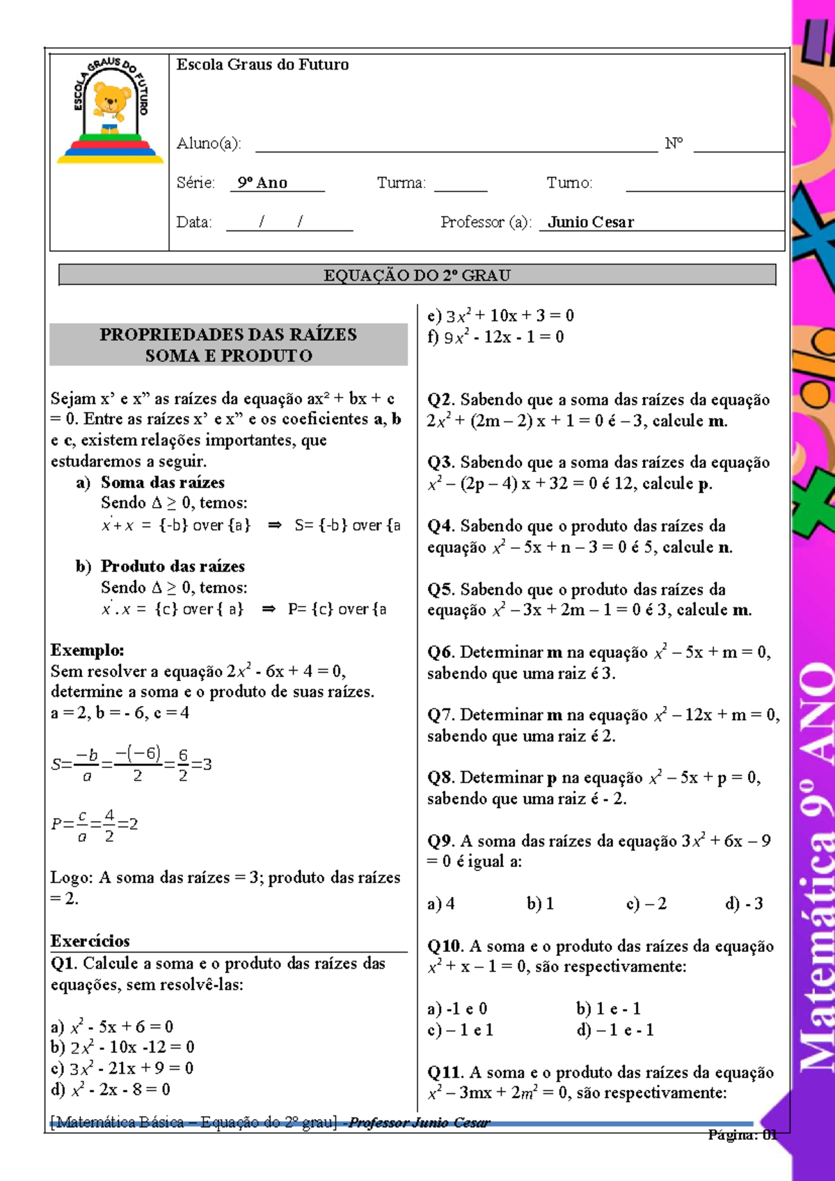 Cruzada de Números - Folder DIA Matematica GAB - Studocu