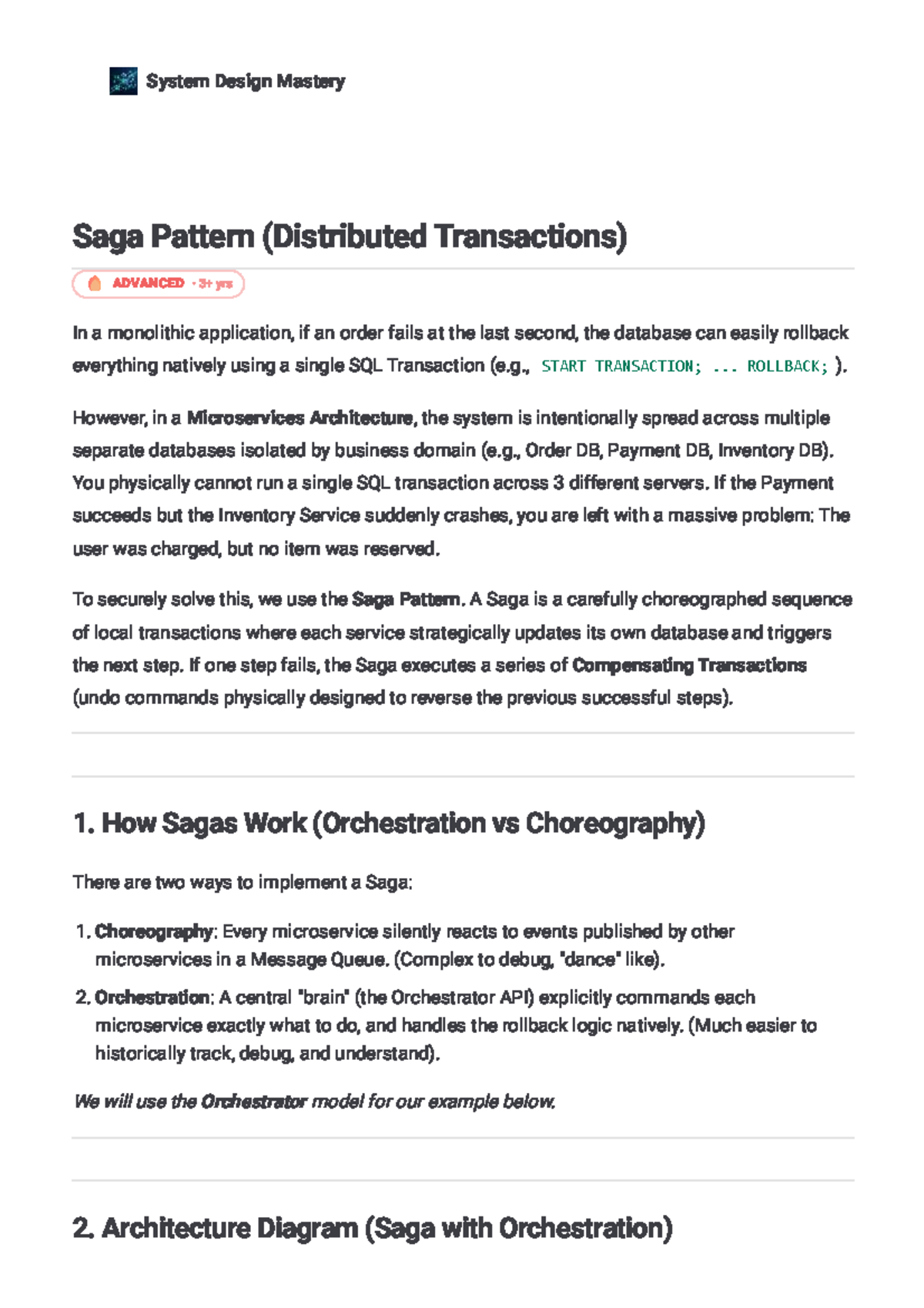Saga Pattern in Microservices Architecture: System Design Mastery - Studocu