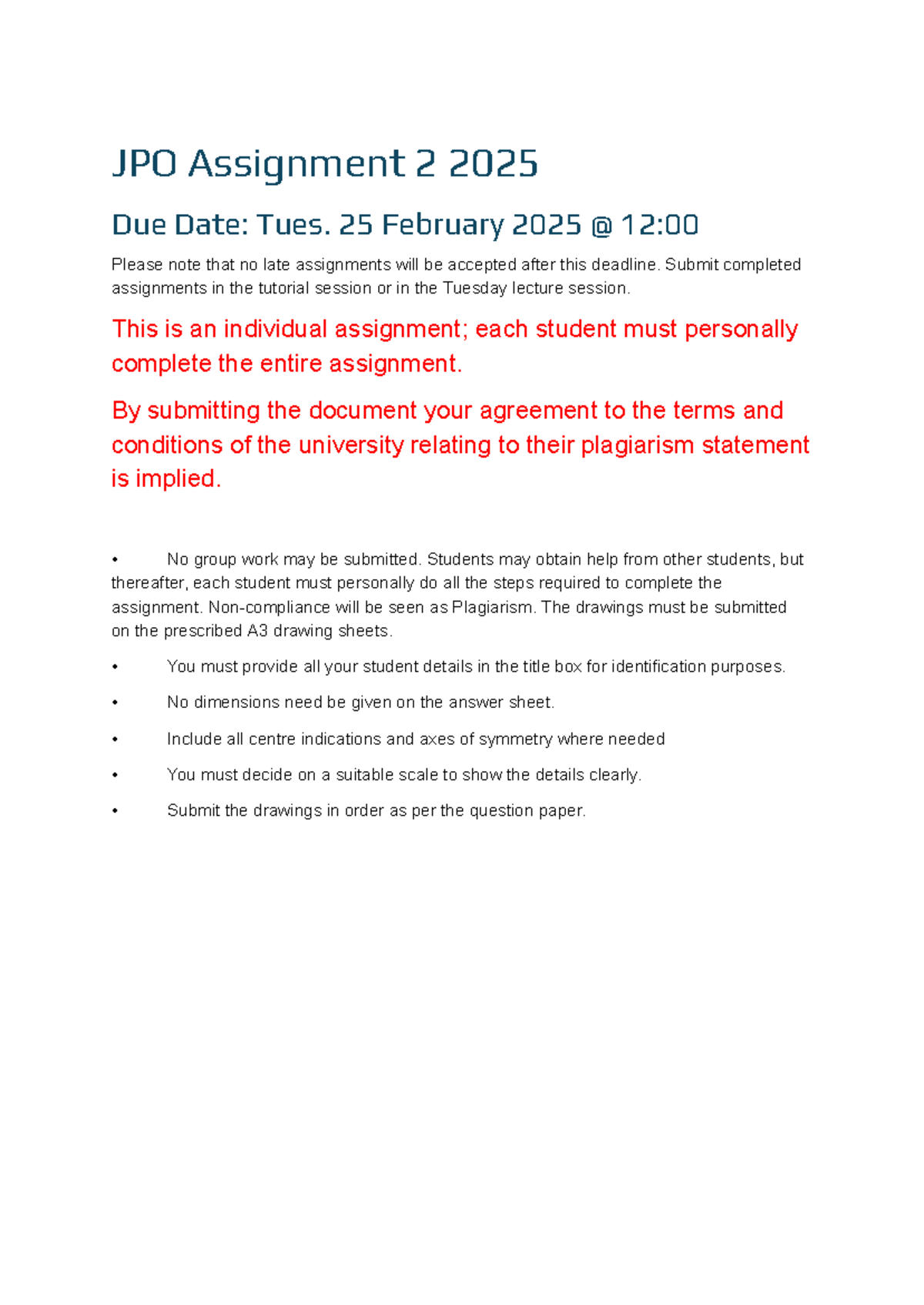 JPO Assignment 2 Guidelines and Submission Details 2025 - Studocu