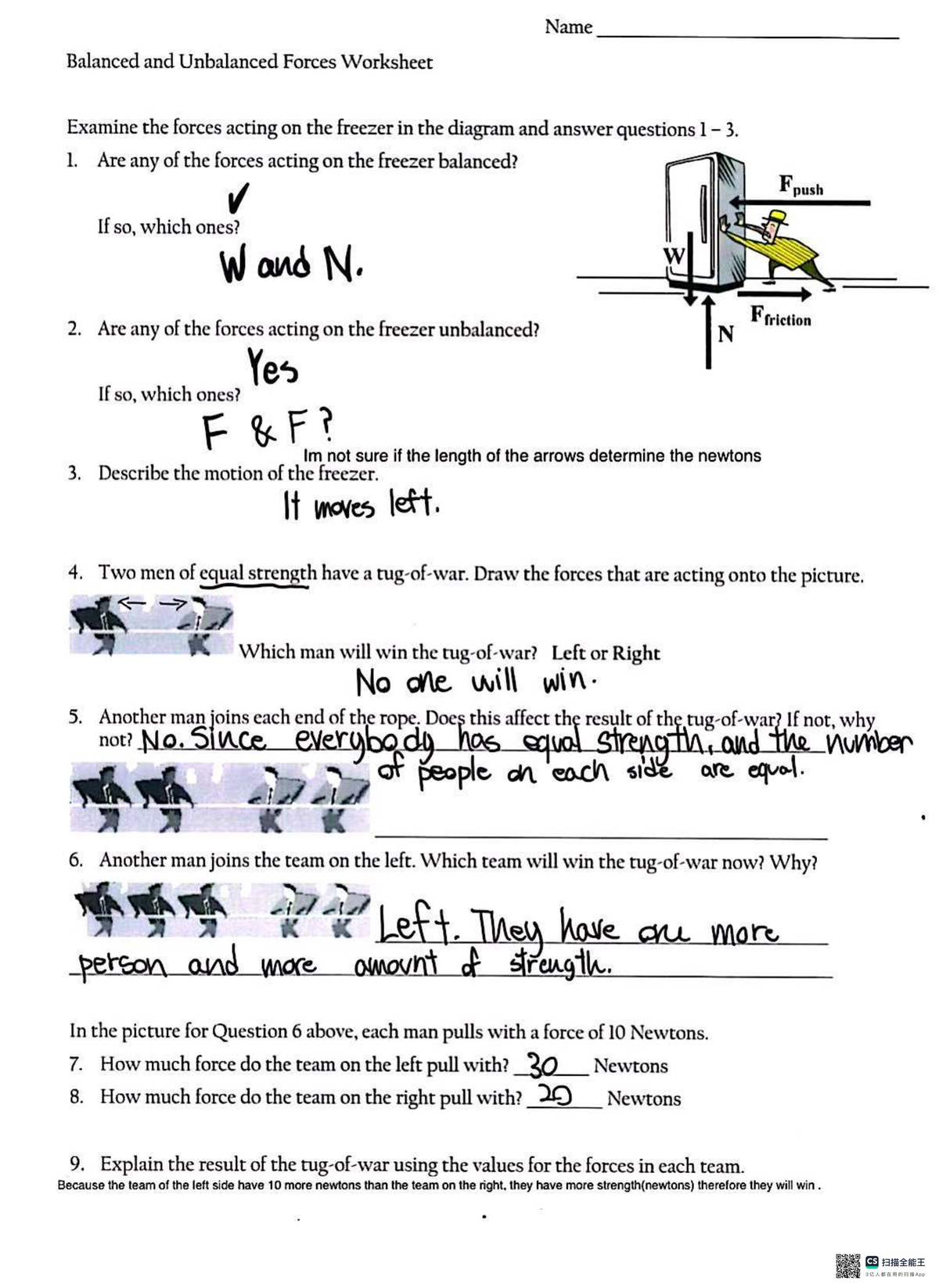 CS 1 3 Forces: Balanced vs Unbalanced Forces Worksheet - Studocu