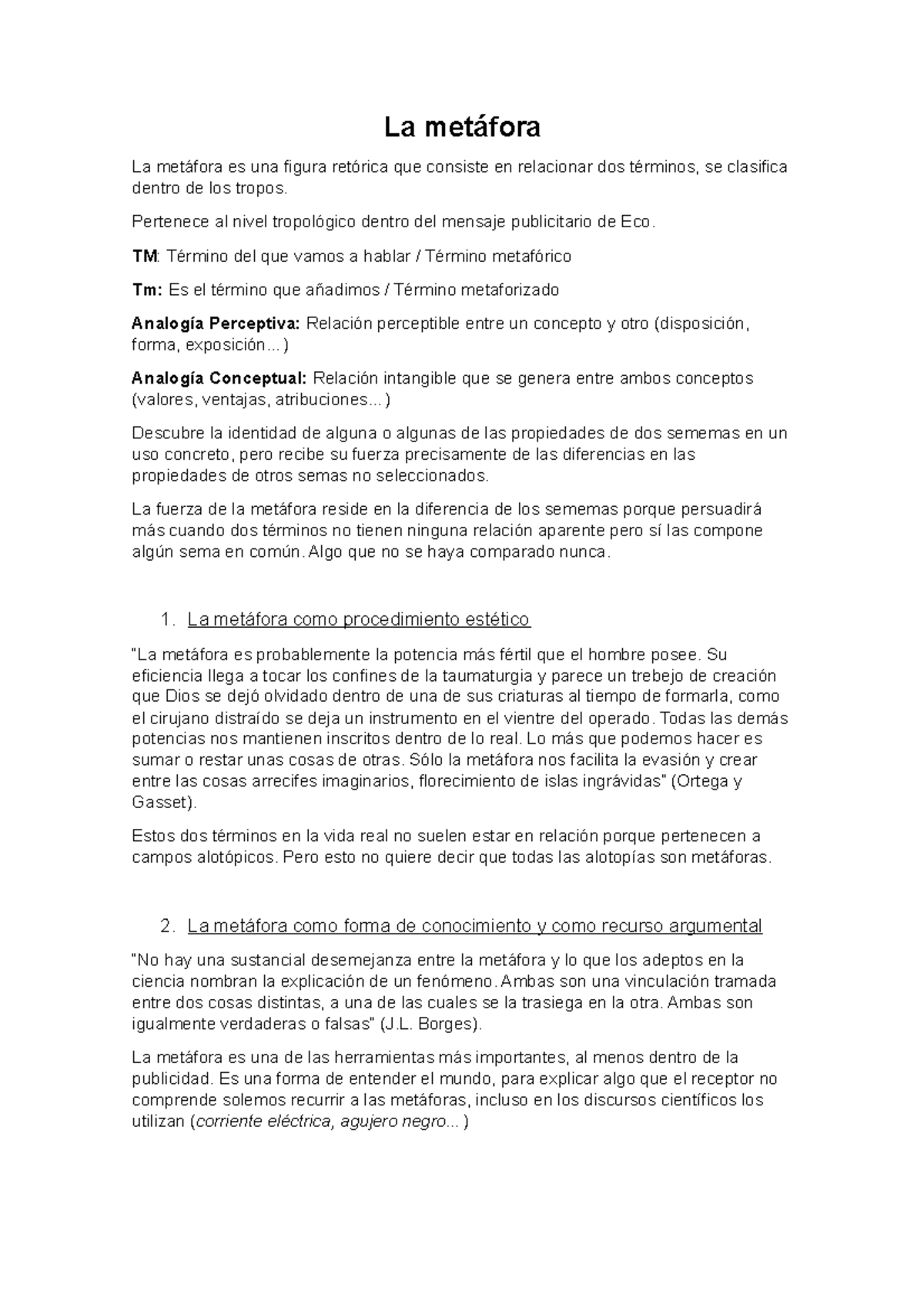 Metafora semiotica de publicidad y masas - La metáfora La metáfora es ...