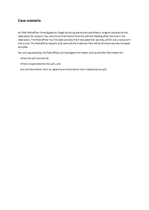Practical 1: Environmental Forensics Case Scenario Questions - Studocu