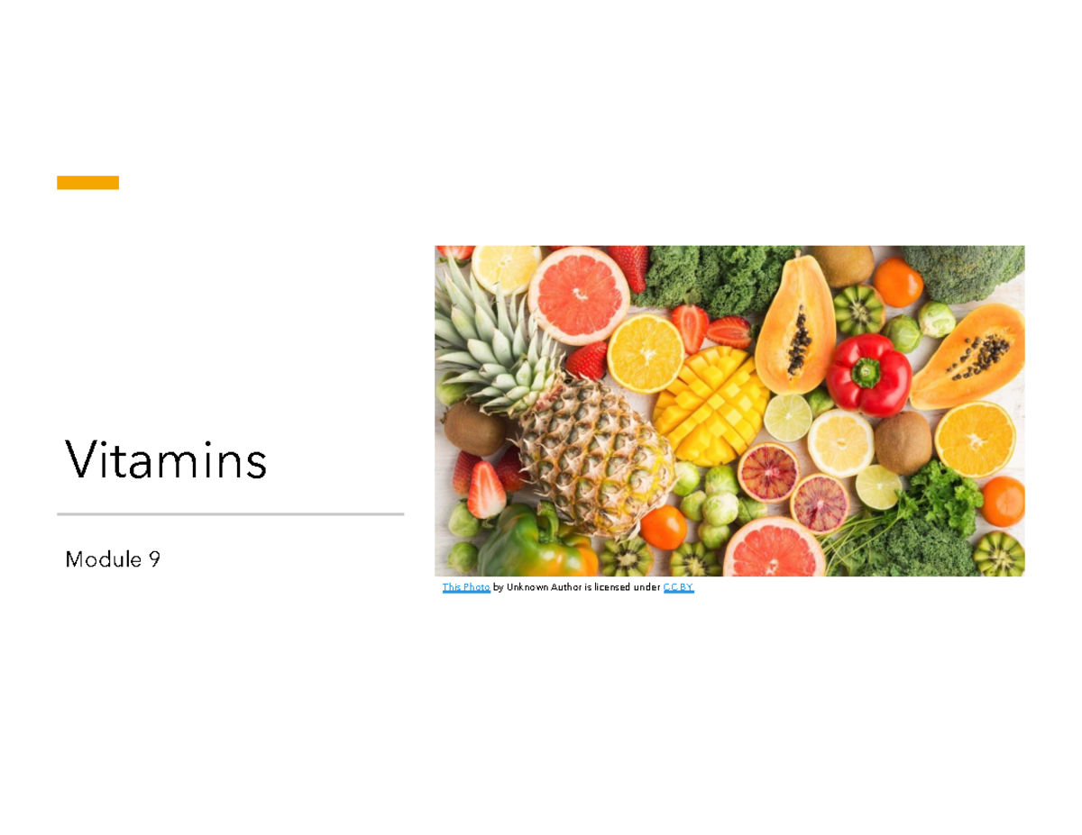 Nutr 202 Module 9: Functions and Sources of Vitamins - Studocu