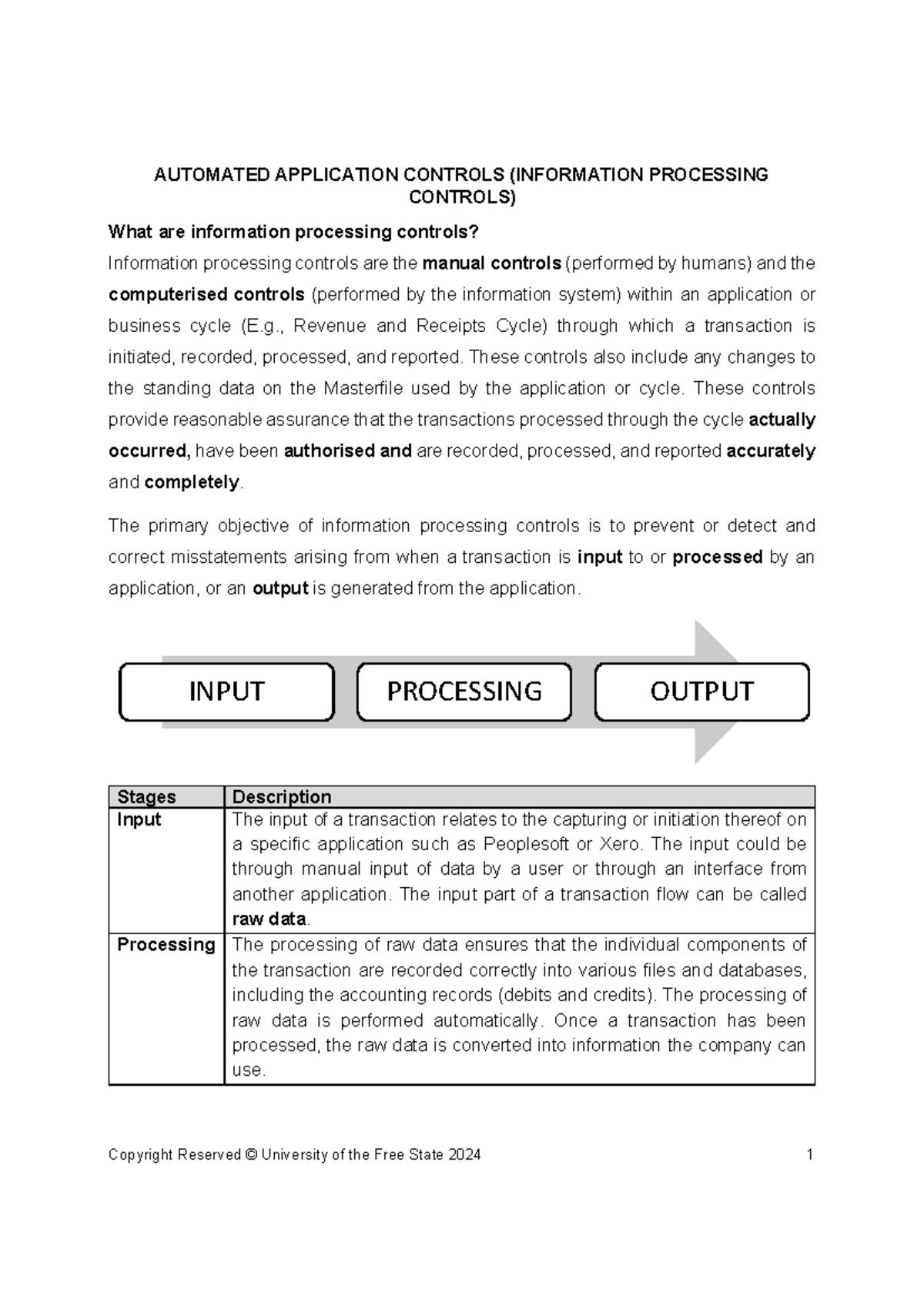 Auditing Notes 2025: Information Processing Controls Overview - Studocu
