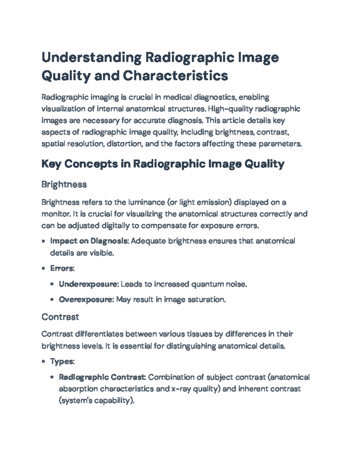 Understanding Radiographic Image Quality: Key Factors and Adjustments ...