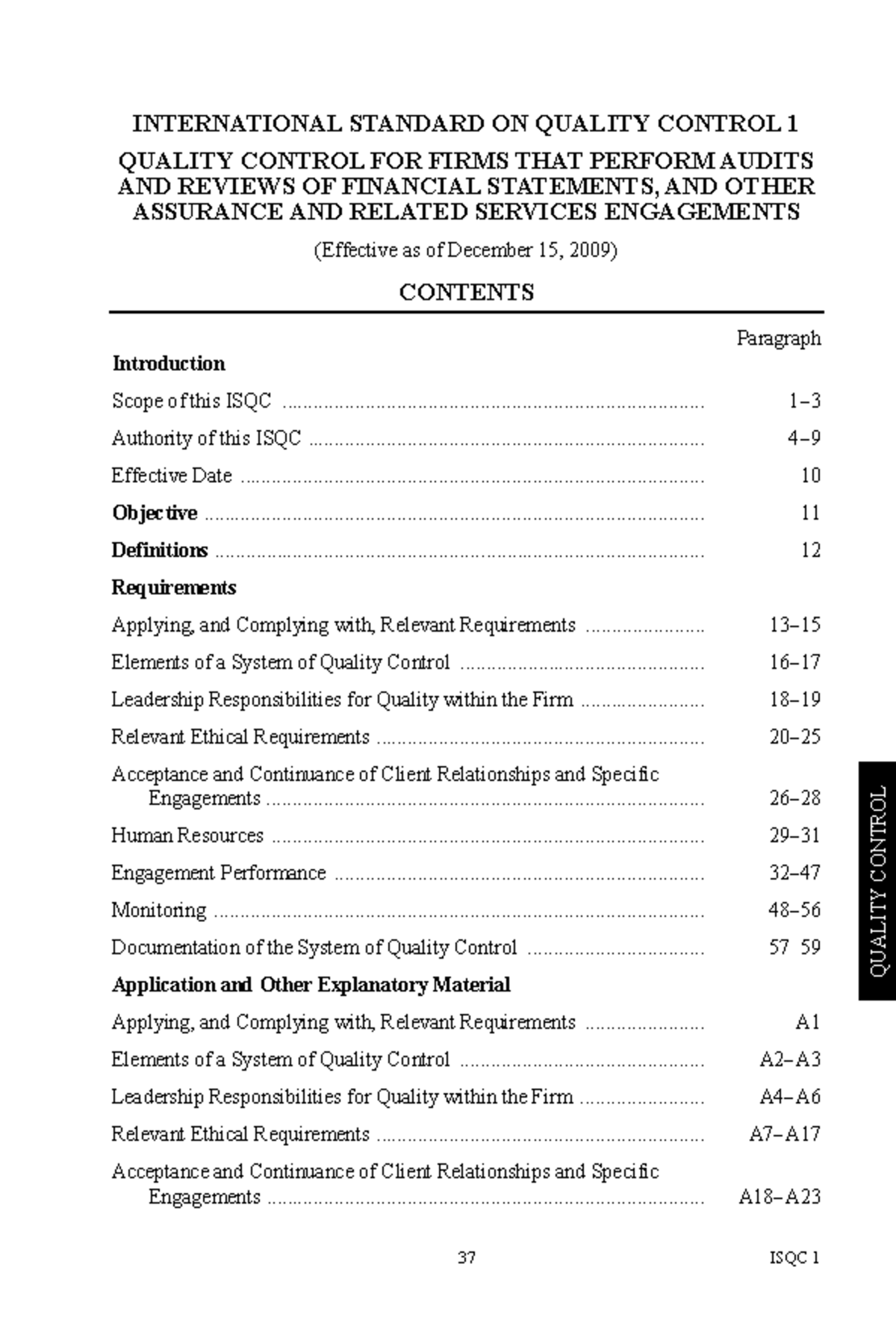 A008 2012 Iaasb Handbook ISQC 1 - QUALITY CONTROL INTERNATIONAL ...
