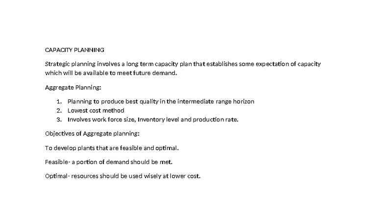 Capacity Planning - Practice with answers - CAPACITY PLANNING Strategic ...
