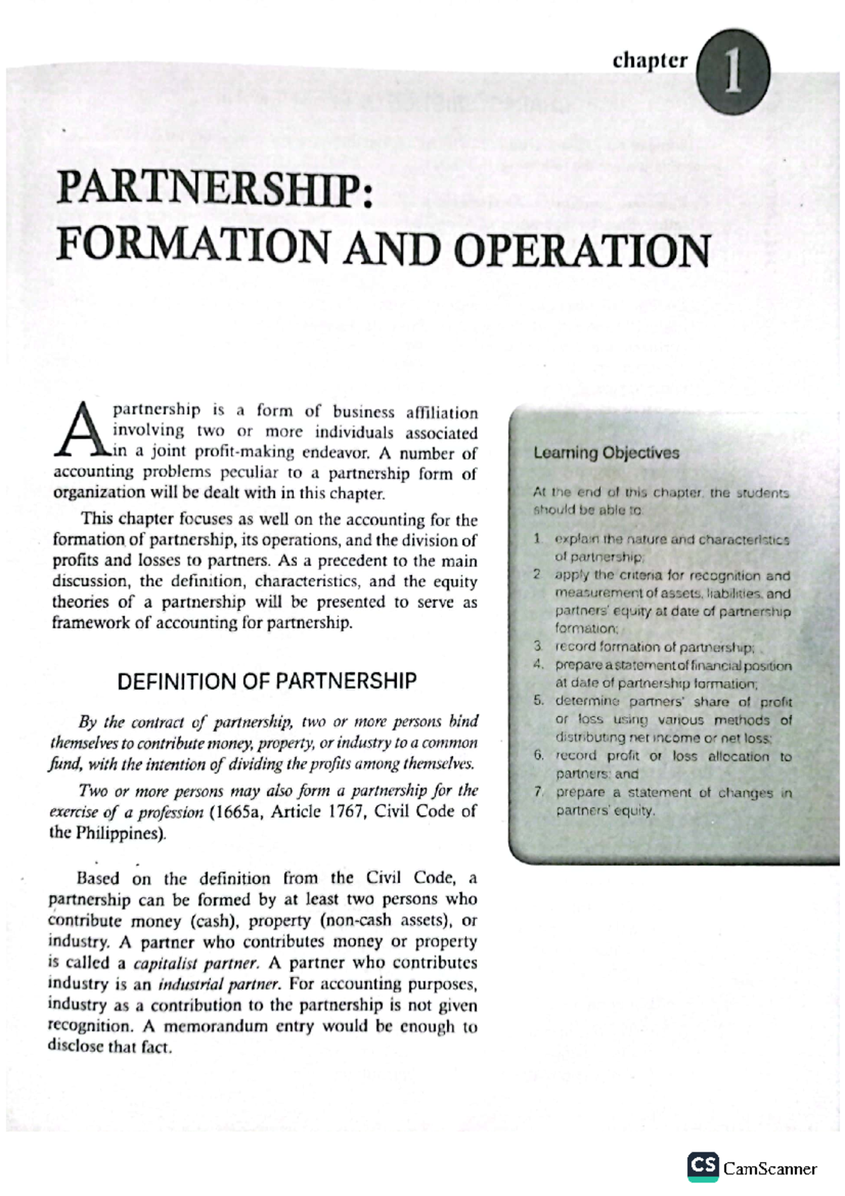 CHAP 1: Partnership Formation & Operations - ADV ACC 101 - Studocu