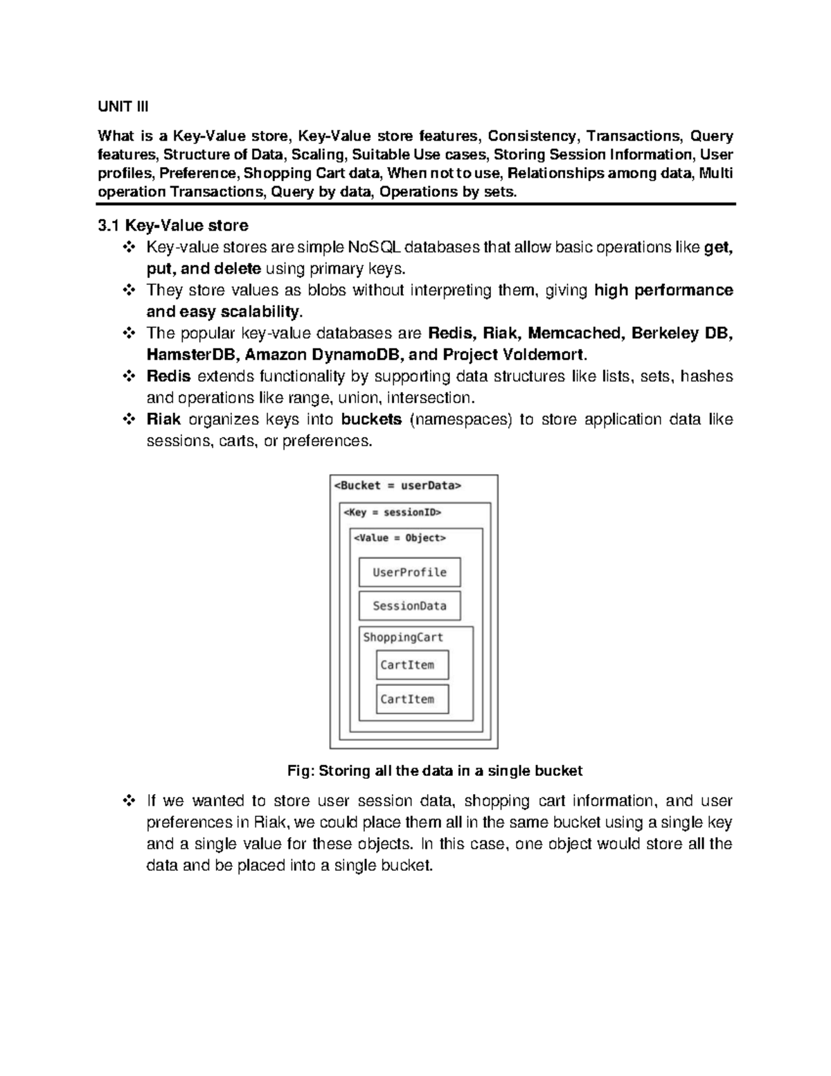 Nosql UNIT III - Store Features, Transactions, and Use Cases - Studocu