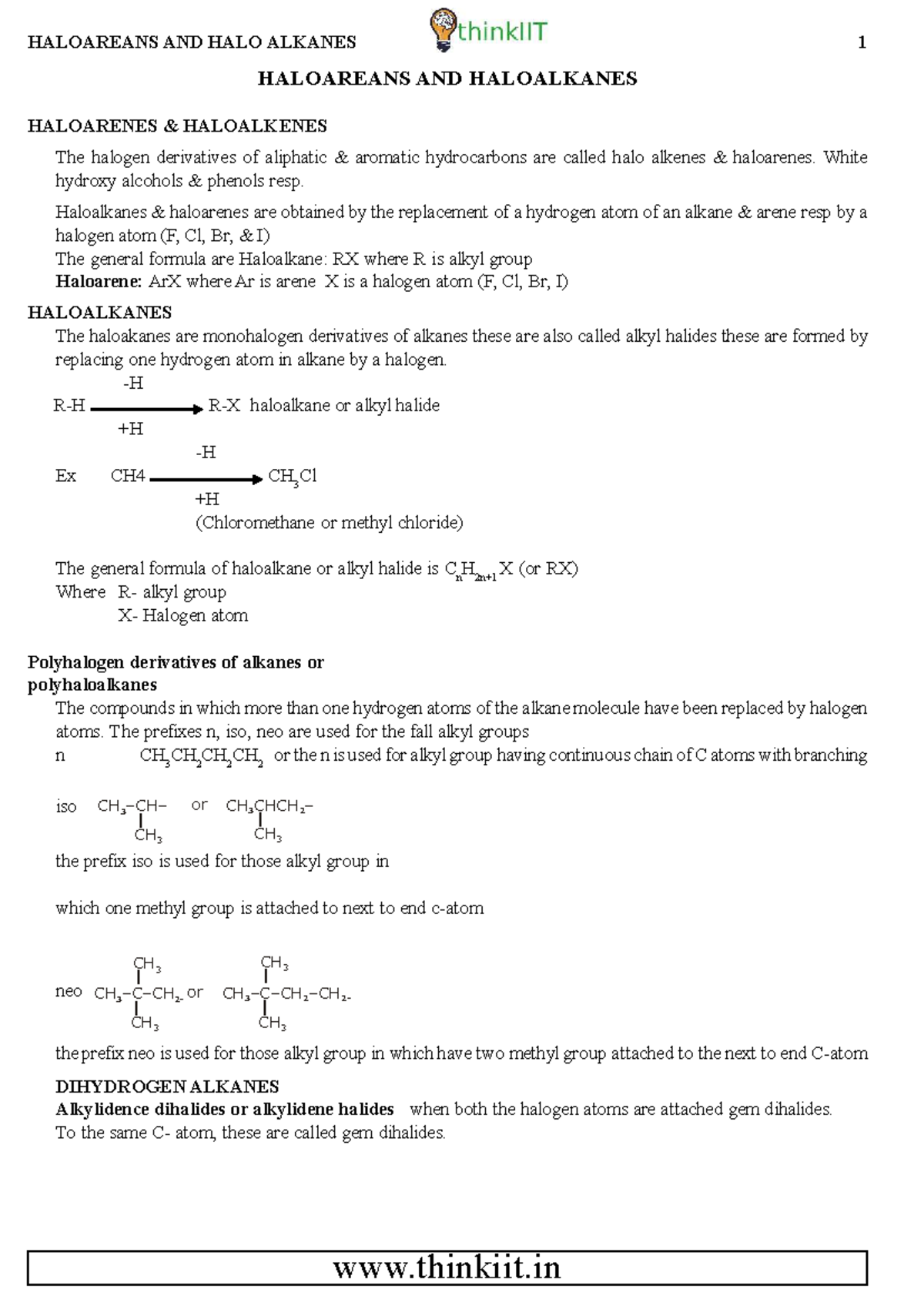 HALOAREANS AND HALO ALKANES: A Comprehensive Study Guide - Studocu