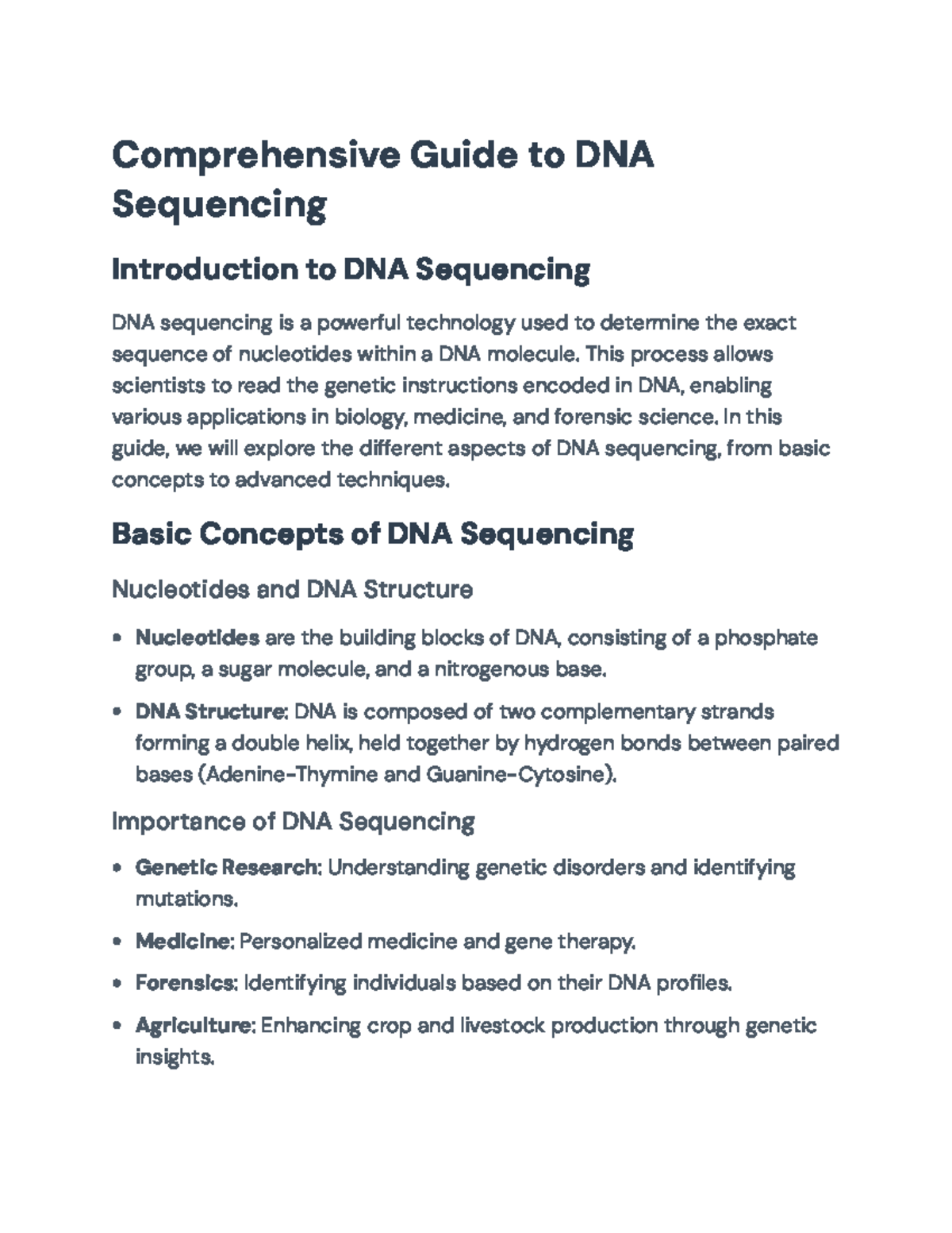 Comprehensive Guide to DNA Sequencing Techniques and Applications ...