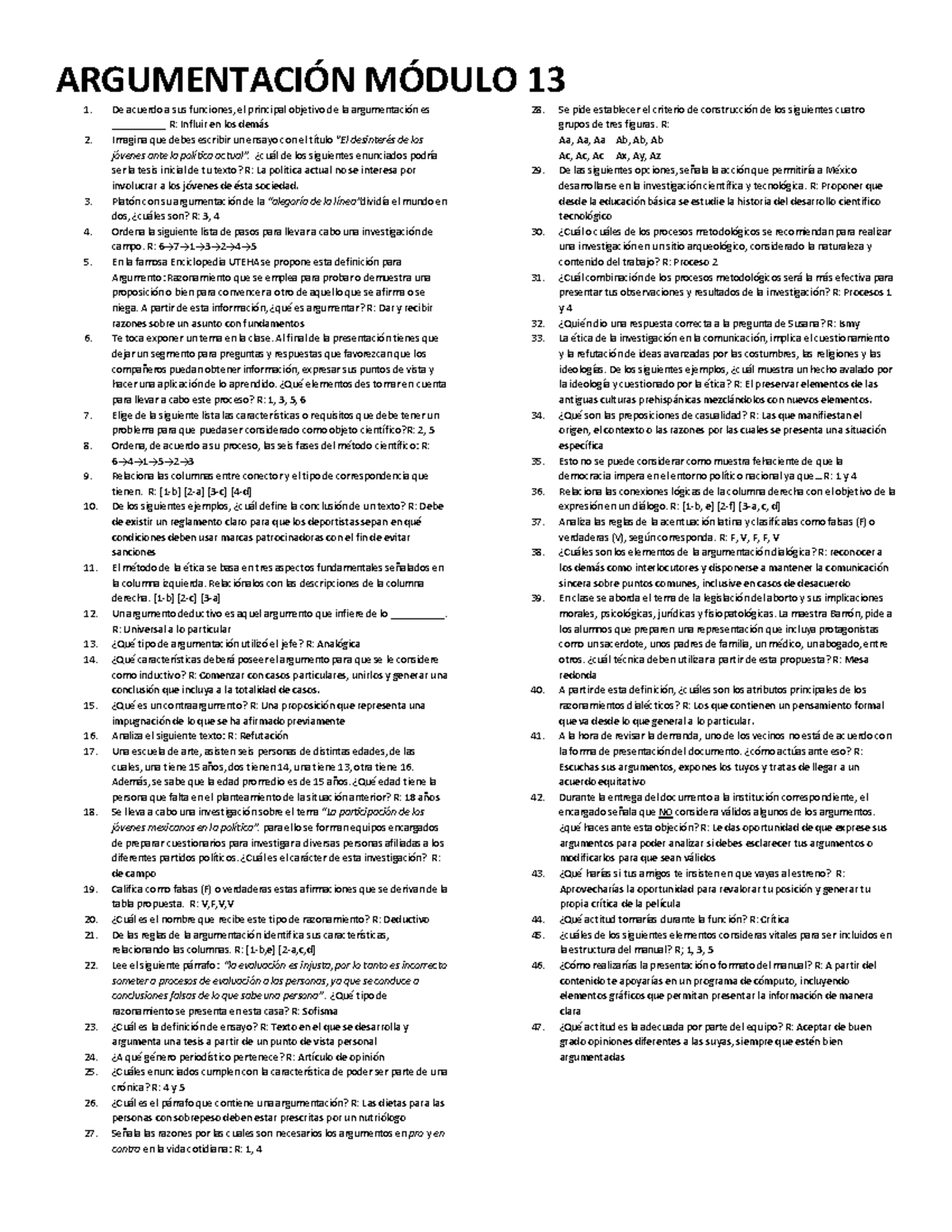 Modulo 13 - mmmmmmm - ARGUMENTACIÓN MÓDULO 13 De acuerdo a sus ...