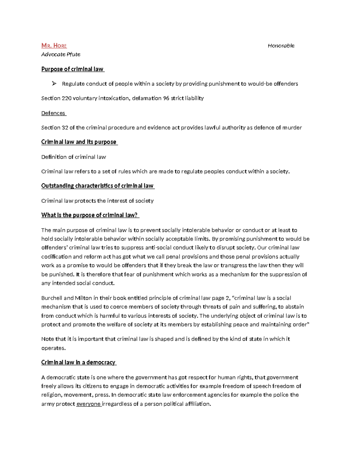 Criminal Law Notes: Understanding Key Principles and Defenses (LB106 ...
