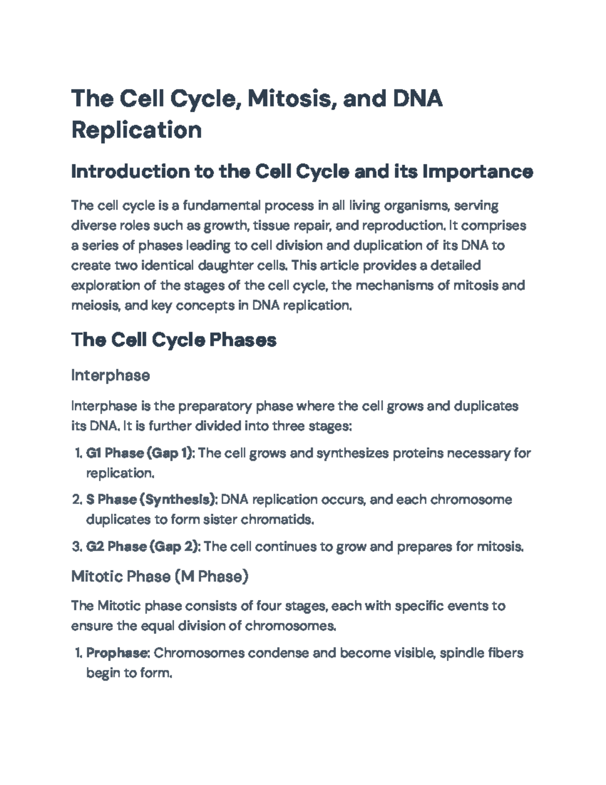 Title: The Cell Cycle, Mitosis, and DNA Replication Overview (Course ...