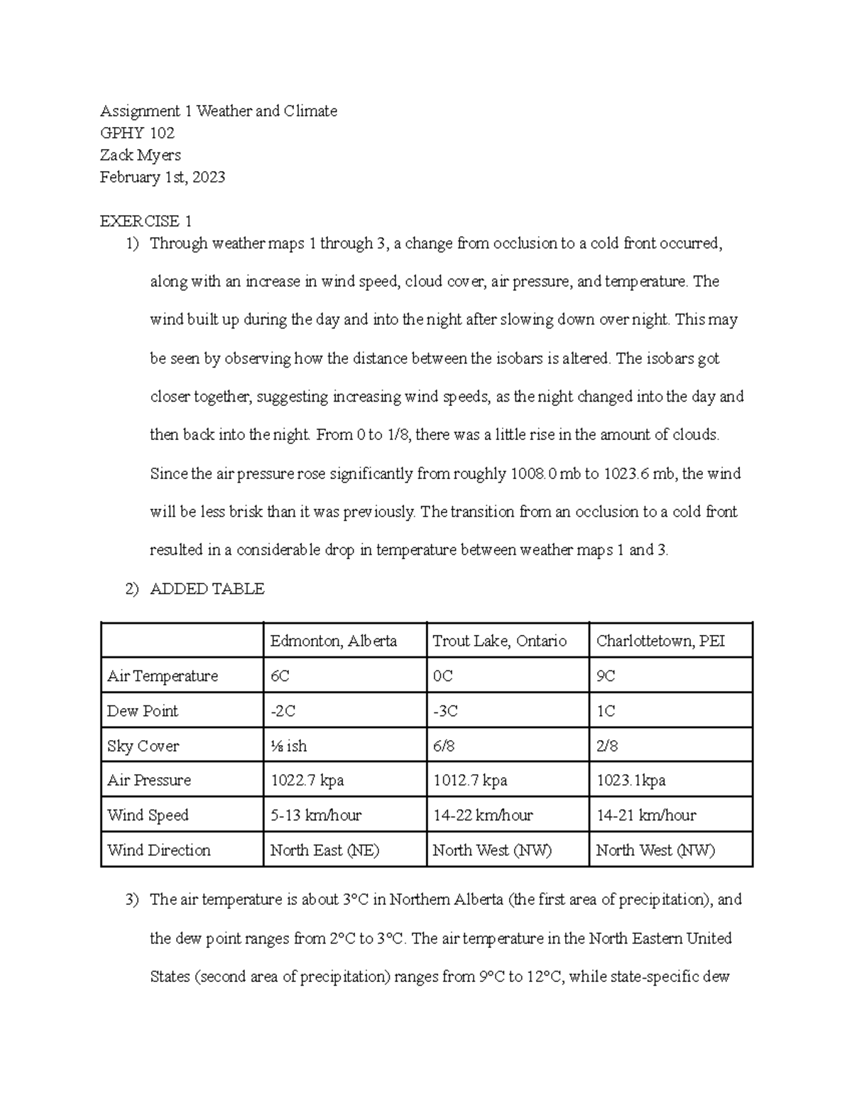 GPHY102 Assignment 1: Weather and Climate Analysis - Studocu