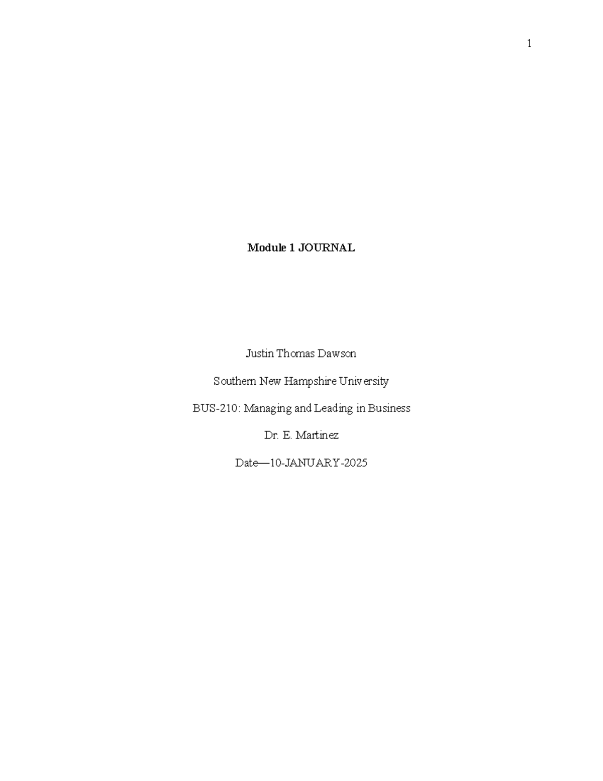 BUS210 Module 1 Leadership Assessment Journal - Studocu