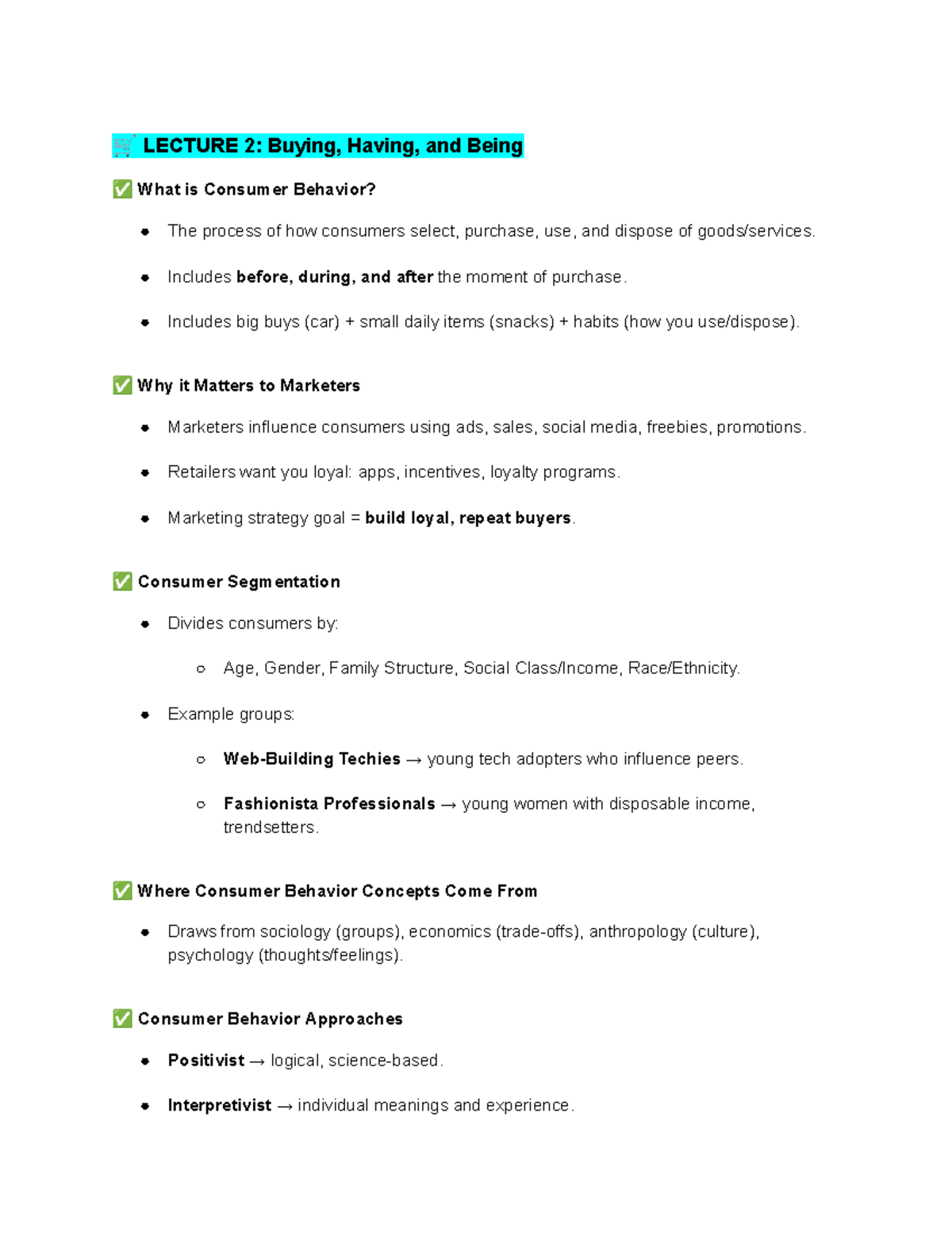 Final Exam Study Guide: Consumer Behavior Concepts (C.B) - Studocu