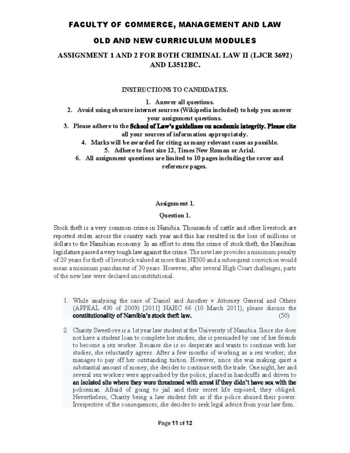 Assignments - ASSIGNMENT QUESTIONS - FACULTY OF COMMERCE, MANAGEMENT ...