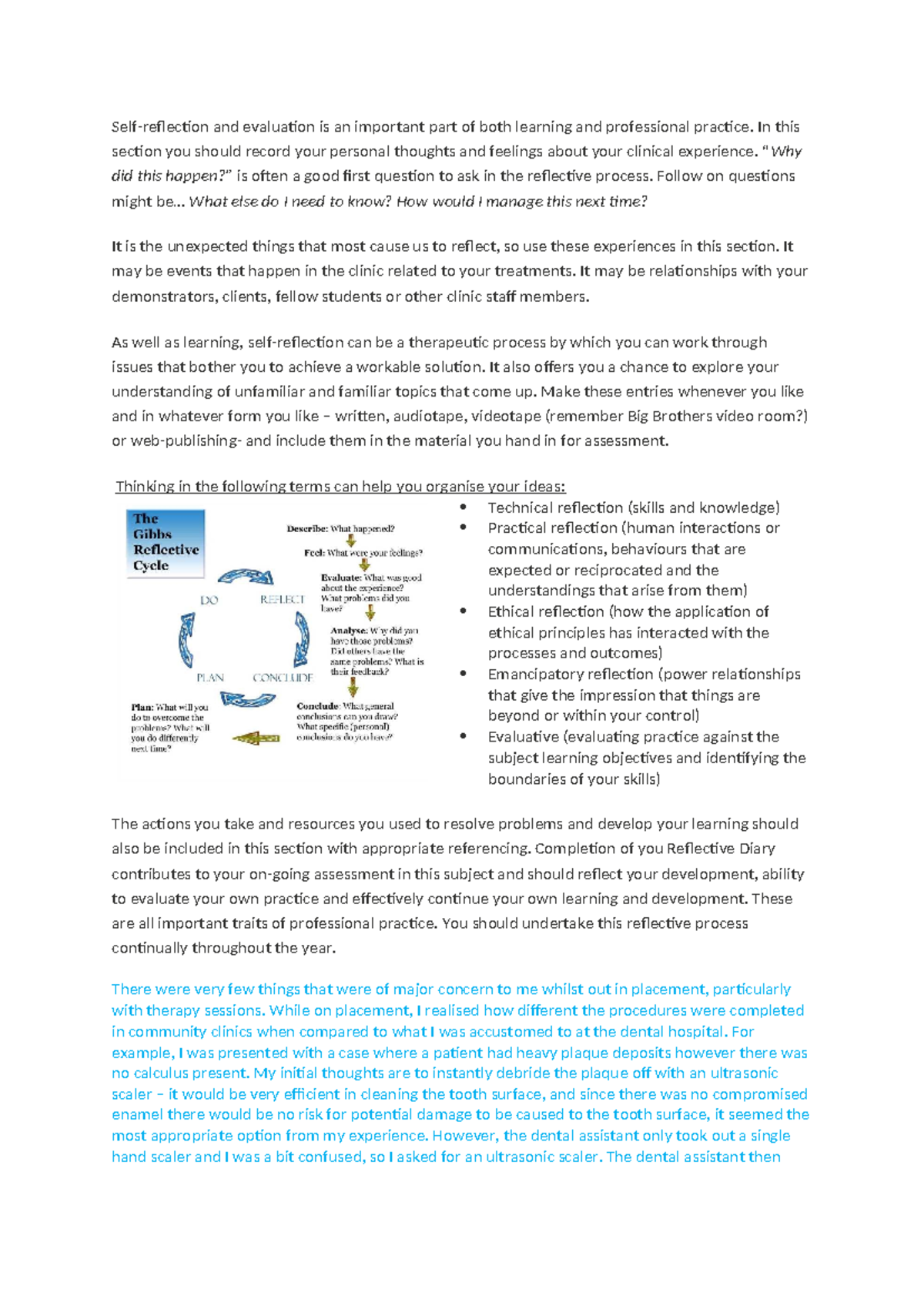 Self-Reflection 1 - Summary for Chemistry Life Sciences Course - Studocu