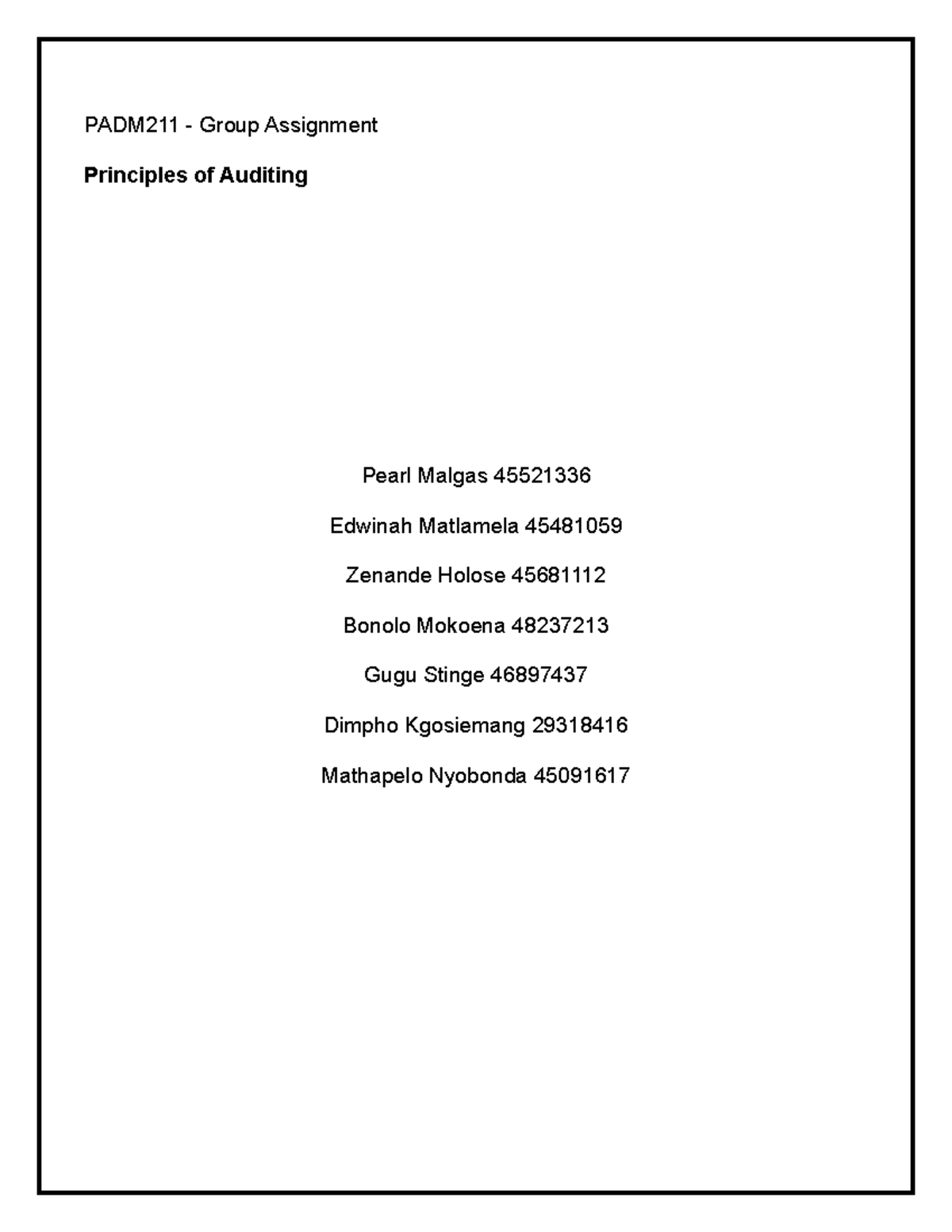 Final PADM 211-group assign(Principles of Auditing) - PADM211 - Group ...