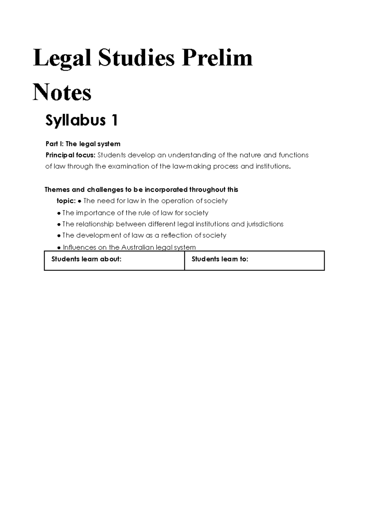 Legal Notes - hihihi - Legal Studies Prelim Notes Syllabus 1 Part I ...