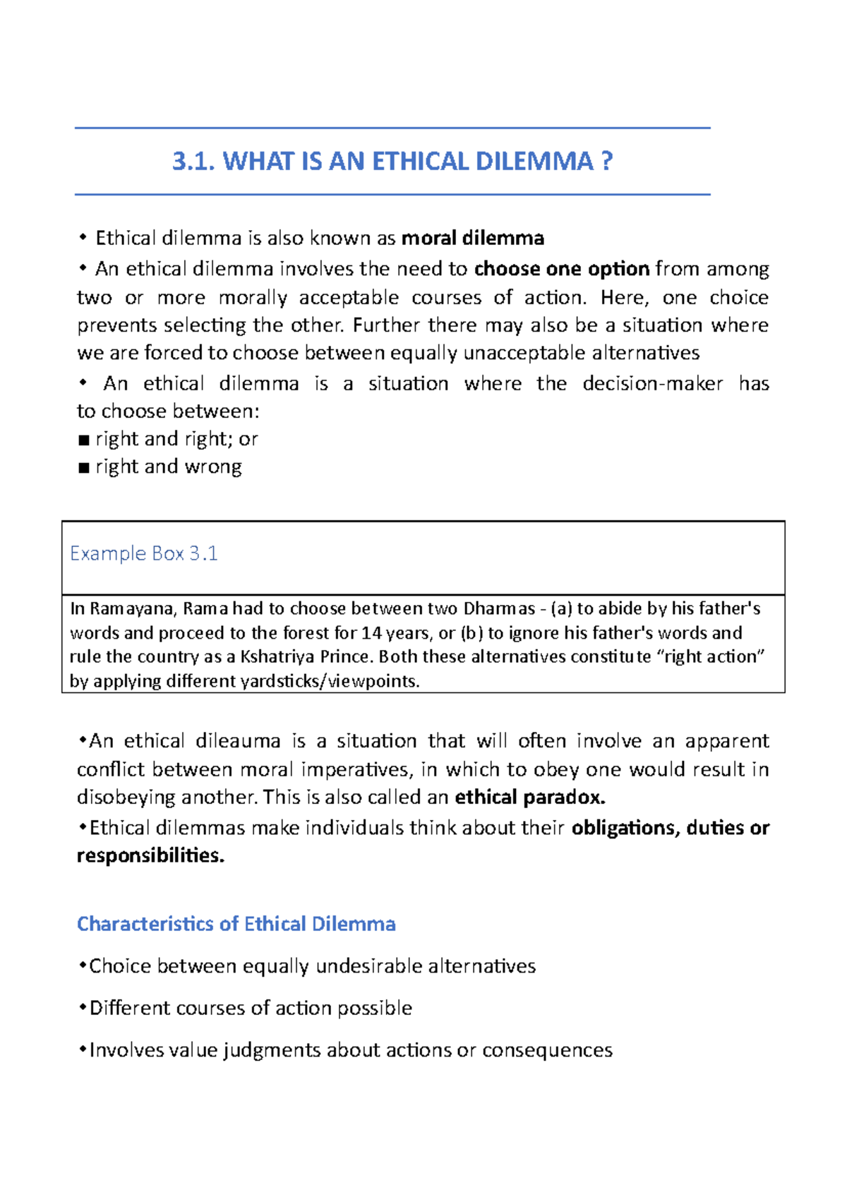 PE chapter 3 - Study material - 3. WHAT IS AN ETHICAL DILEMMA ...