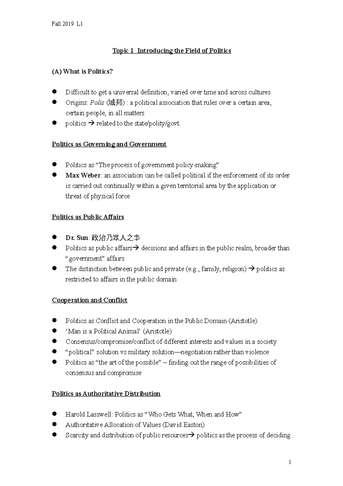 POLI 101: Lecture 1 - Introduction to Political Concepts and Theories ...