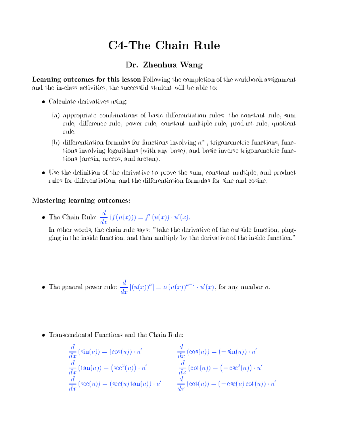 C4 Chain Rule - explanations and examples - C 4 - The Chain Rule Dr ...