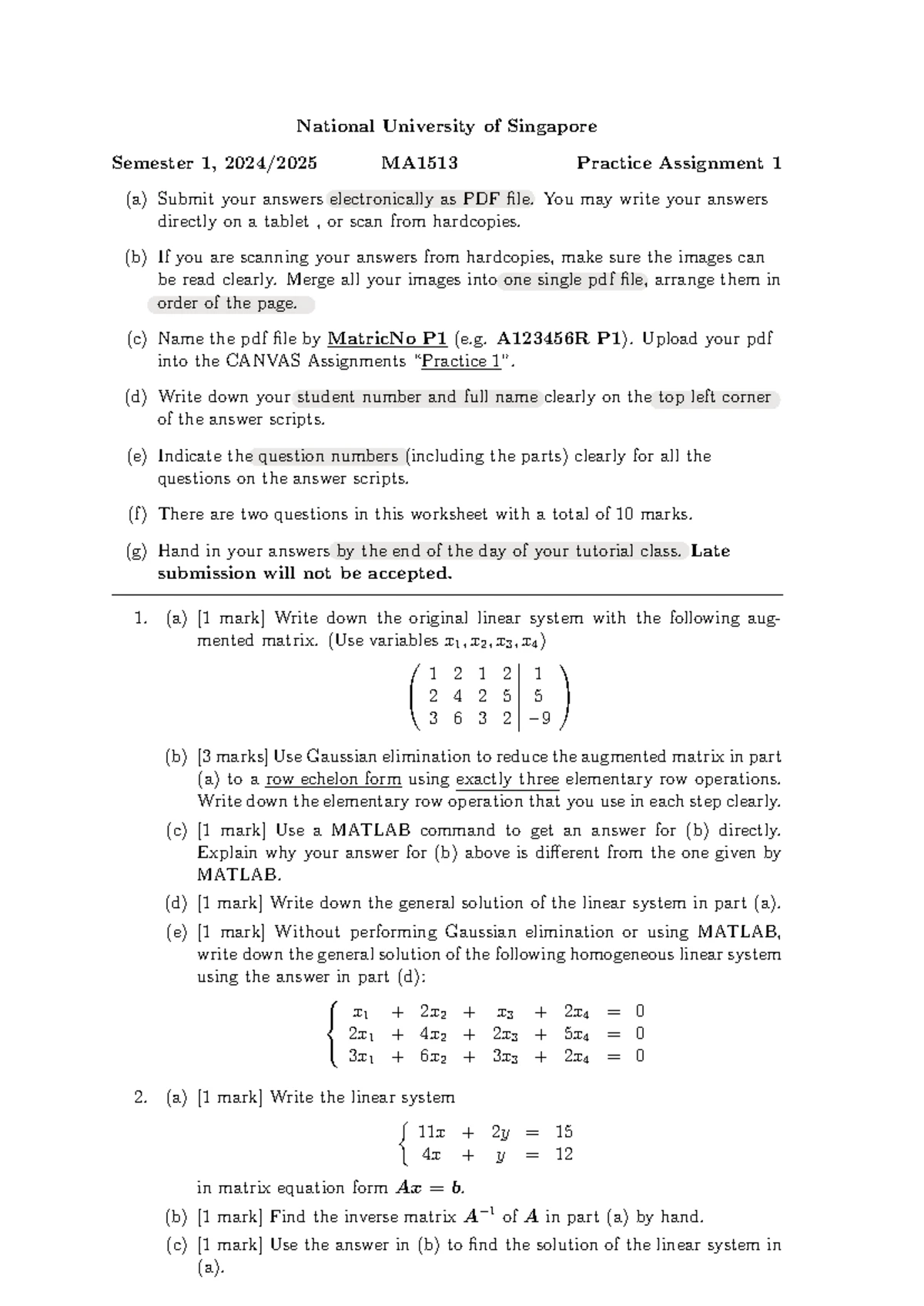 Practice+5 - Practice question for linear algebra - National University ...