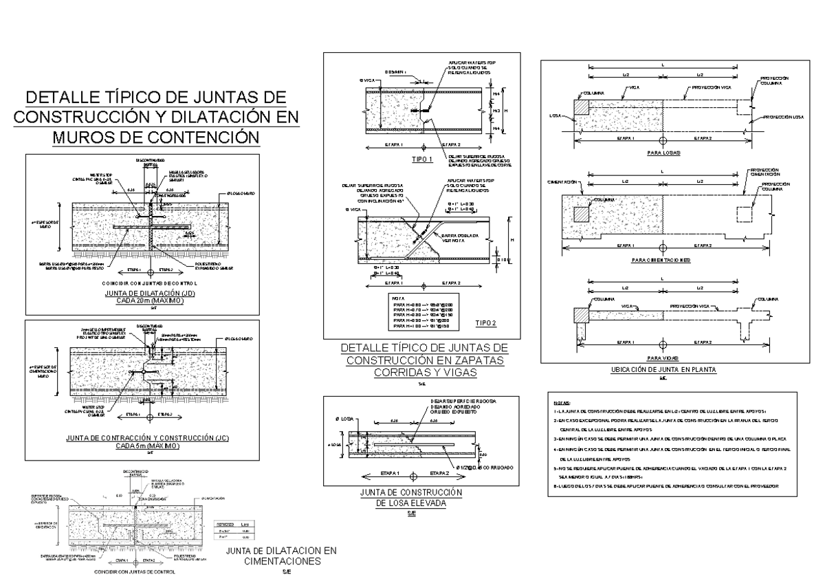 PQT.1 Detalles sobre Juntas de Construcción en Cimentaciones y Vigas - Document Preview