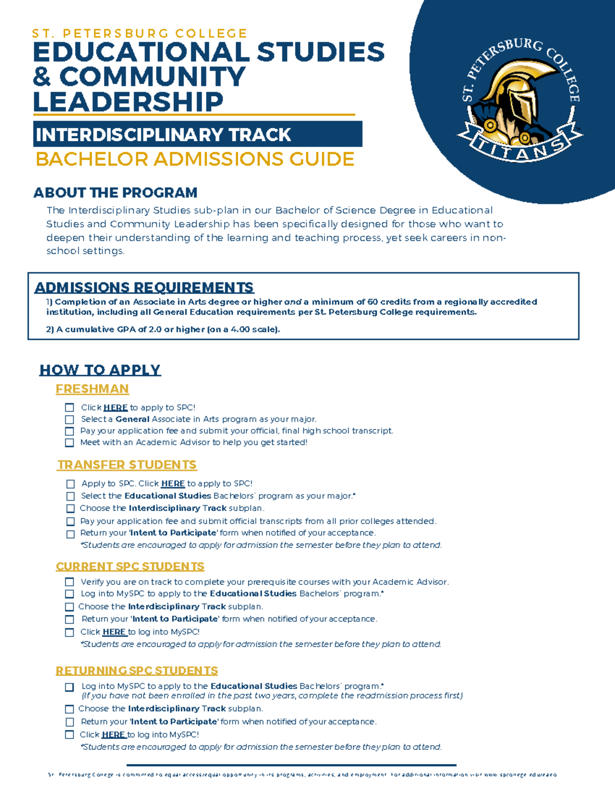 Admission Checklist for COE Ed Studies (Interdisciplinary Track) - Studocu