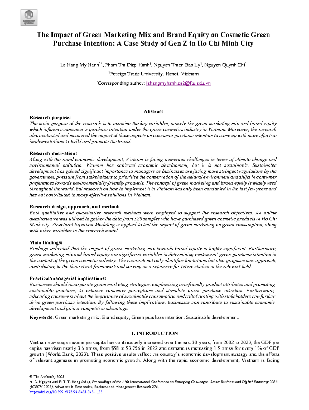 The Impact of Green Marketing Mix & Brand Equity on Green Purchase ...