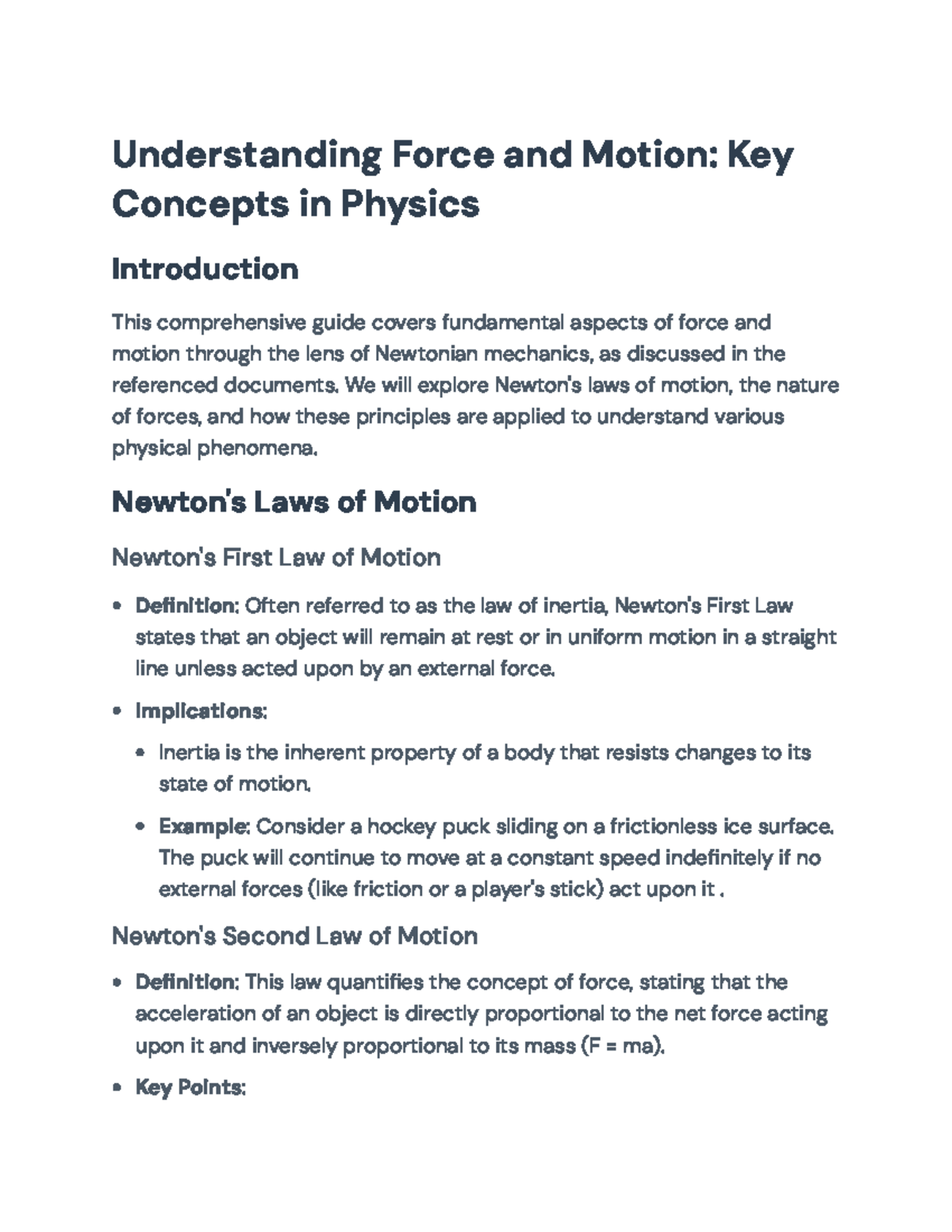Understanding Force and Motion: Newtonian Mechanics Overview ...