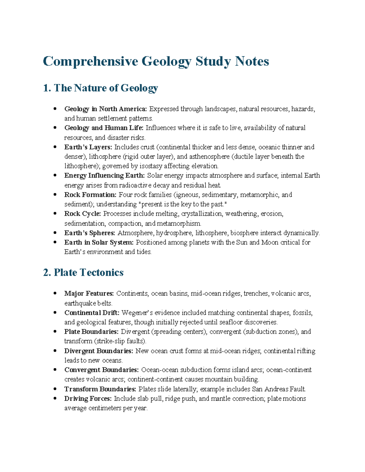 Geology 101: Comprehensive Final Exam Study Notes - Studocu