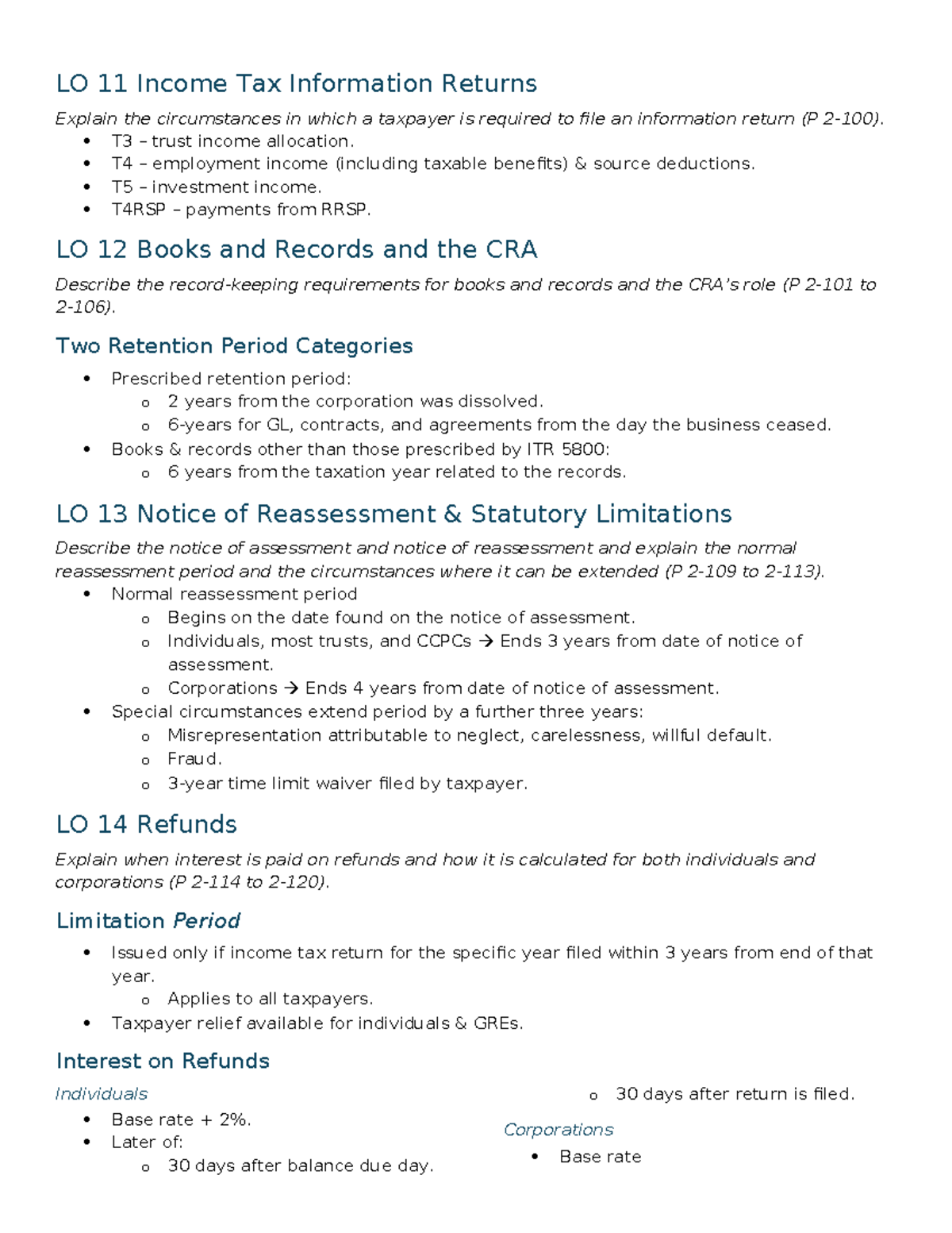 Taxx 301 - Lesson 2 Part 2: Income Tax Returns, Records, and CRA ...