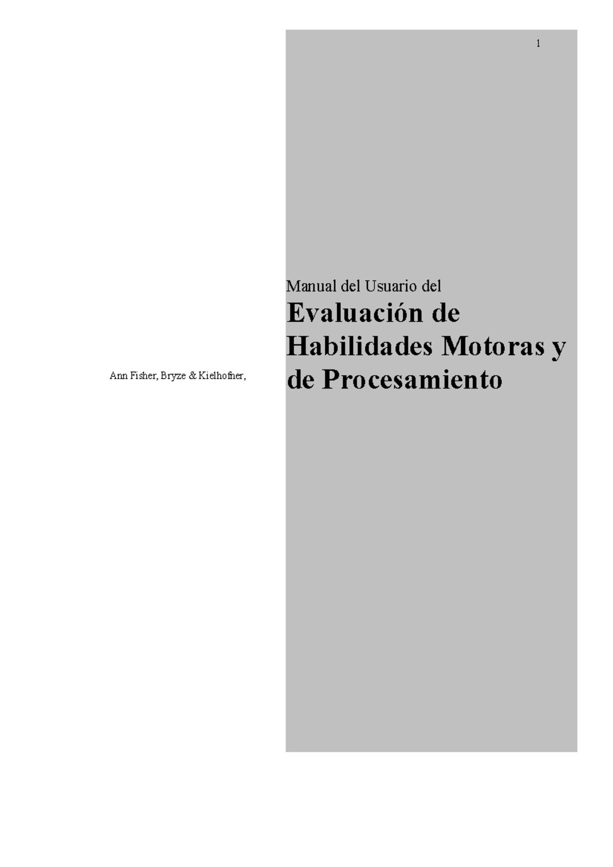 AMPS - Manual del Usuario para Evaluación de Habilidades Motoras - Document Preview