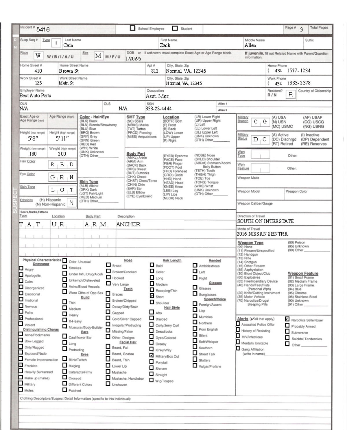 Investigation Project (P.-18 BASE3): Suspect and Property Report - Studocu