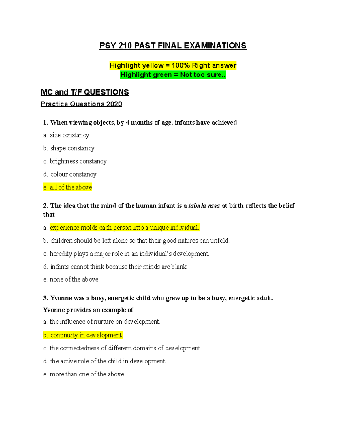 PSY210 Final Exam Practice Questions and Past Exam Insights 2023 - Studocu