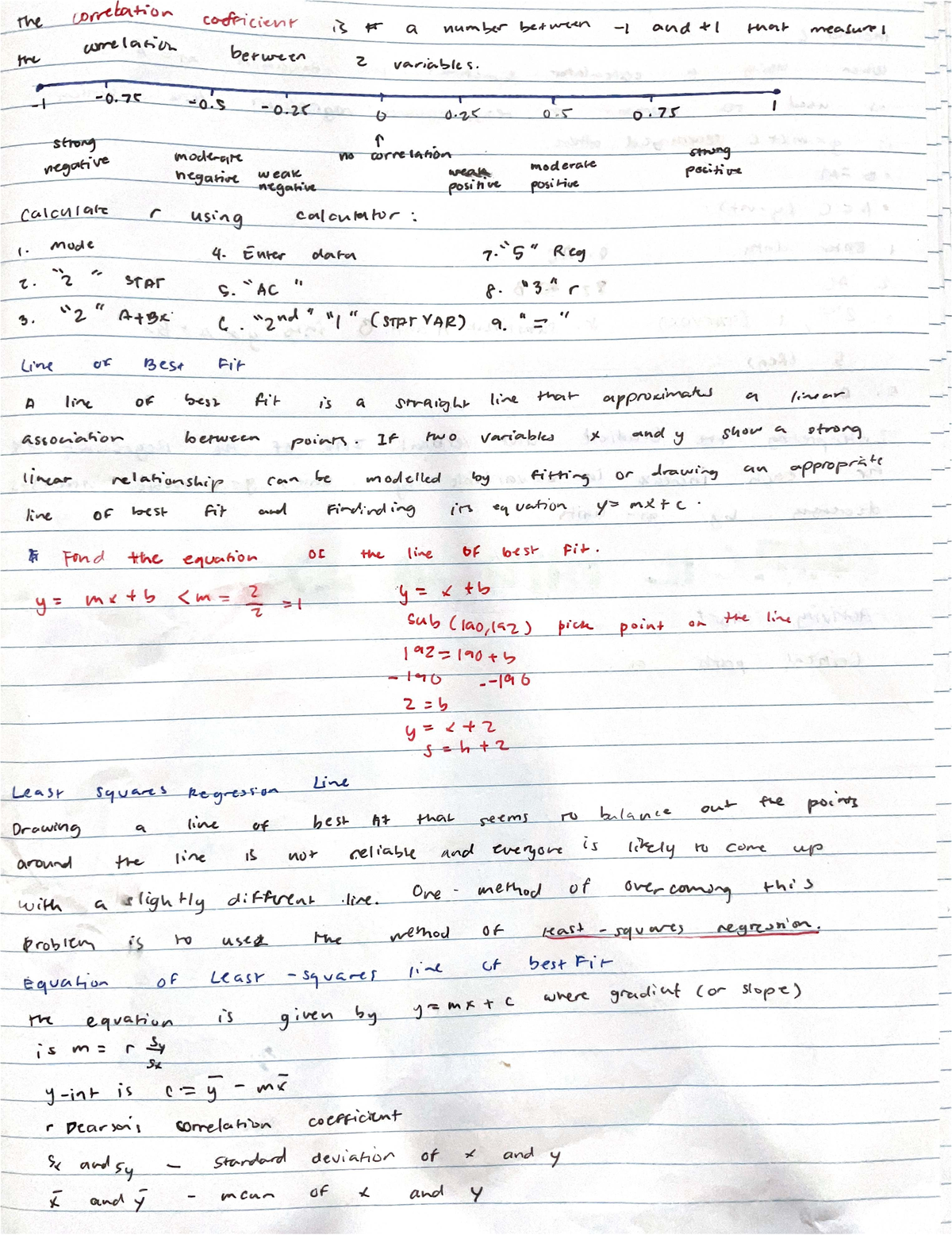 Correlation Coefficient and Line of Best Fit Analysis - Studocu