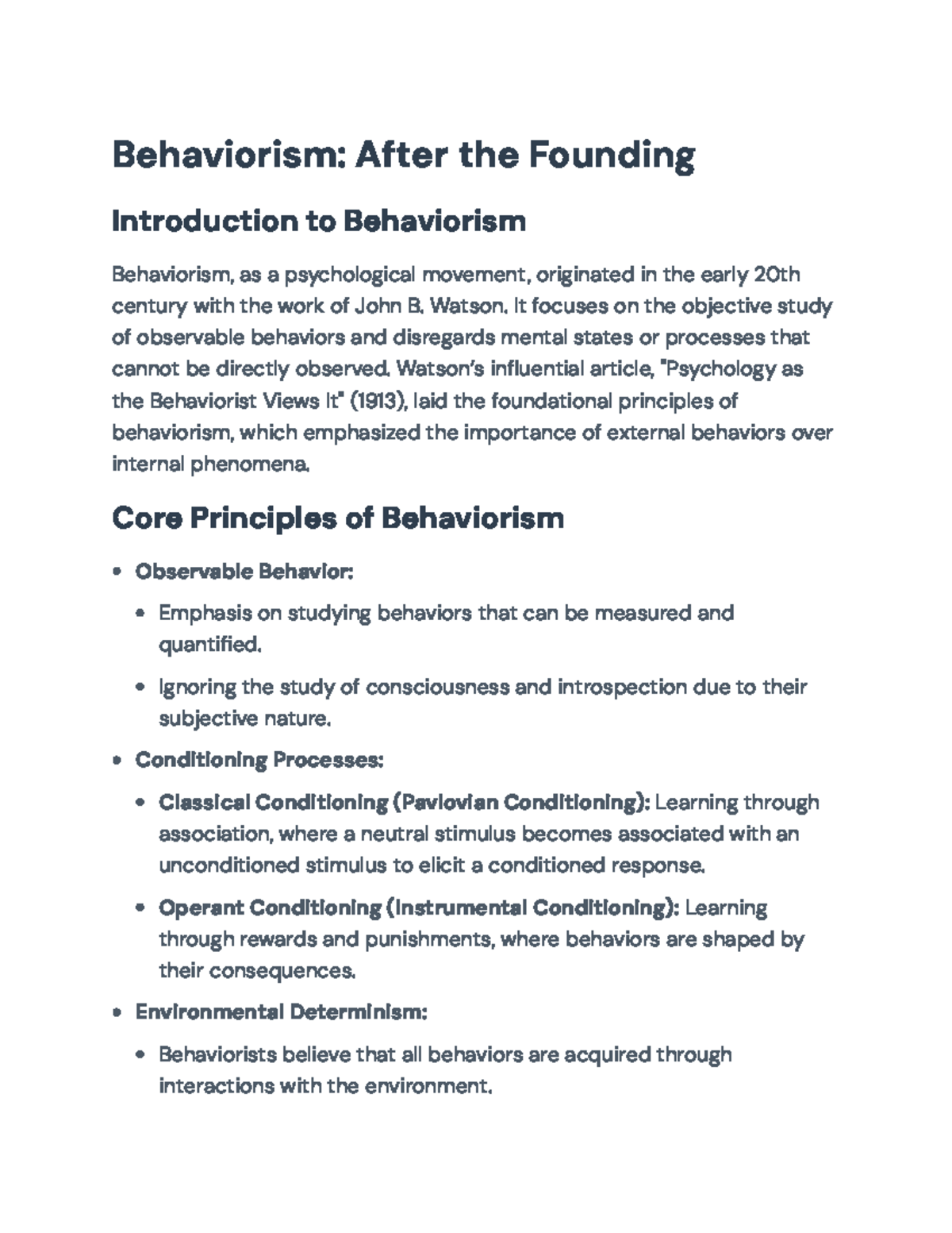 Behaviorism: Core Principles and Applications in Psychology (PSY 101 ...