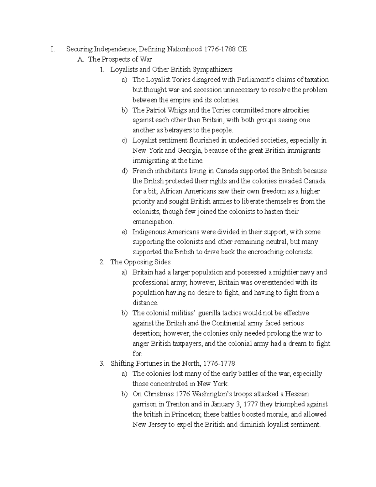 APUSH Chapter 6 - Securing Independence and Nationhood (1776-1788 ...