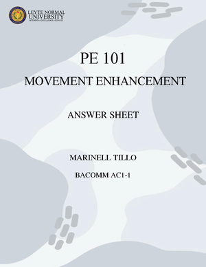 Movement Enhancement - PE 101 MOVEMENT ENHANCEMENT ANSWER SHEET LM3 ...