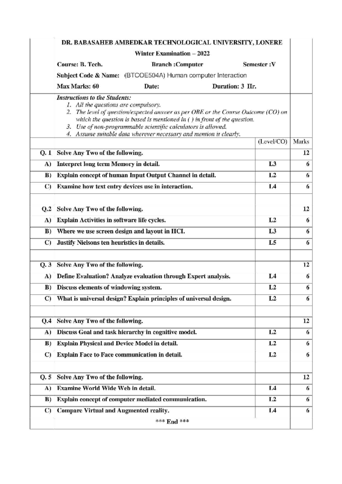 B. Tech Sem V (BTCOE504A) Human Computer Interaction - All PYQ - Studocu