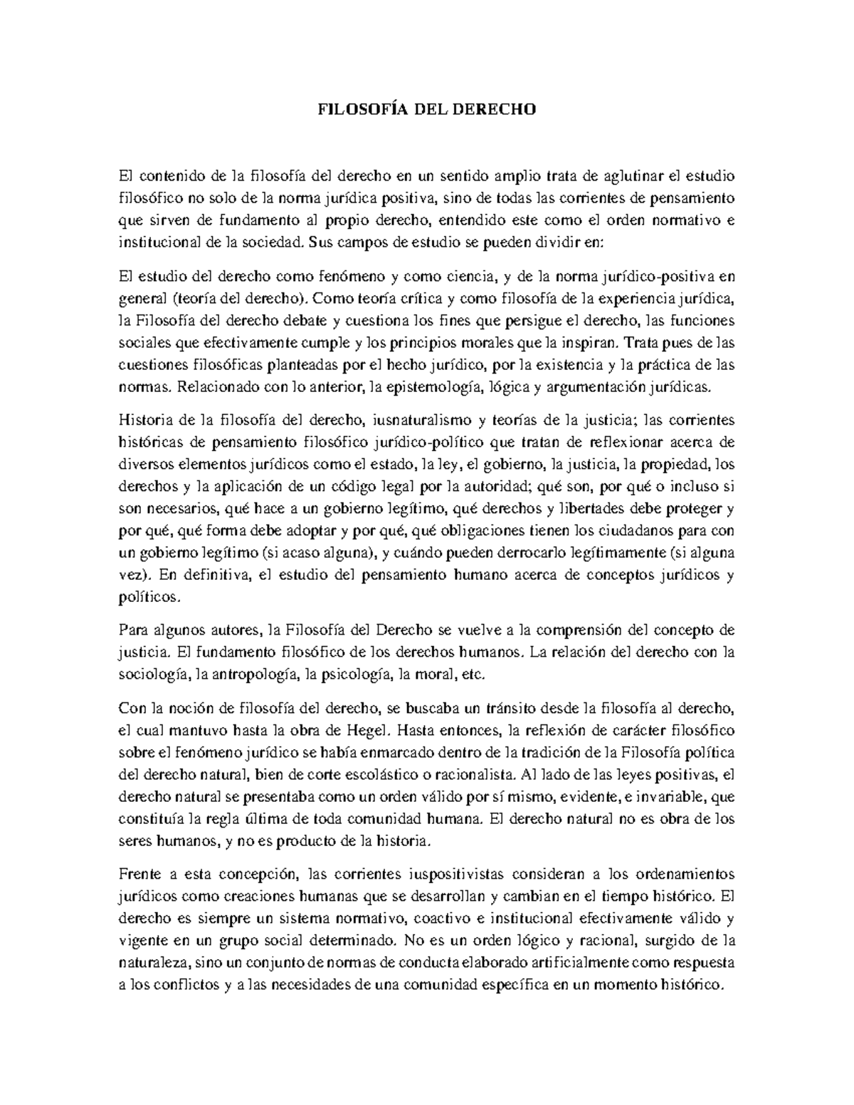 FIL 101: Introducción a la Filosofía del Derecho y sus Corrientes - Studocu