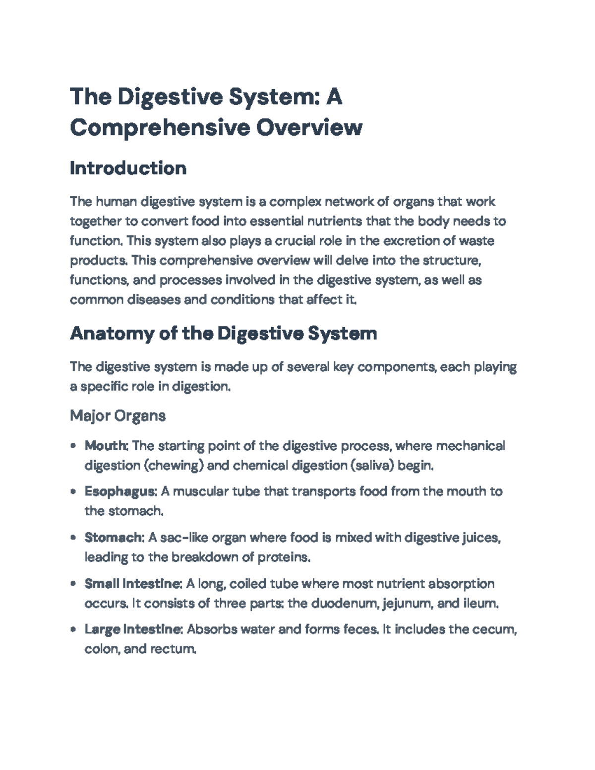 Comprehensive Guide to the Human Digestive System: Structure and ...
