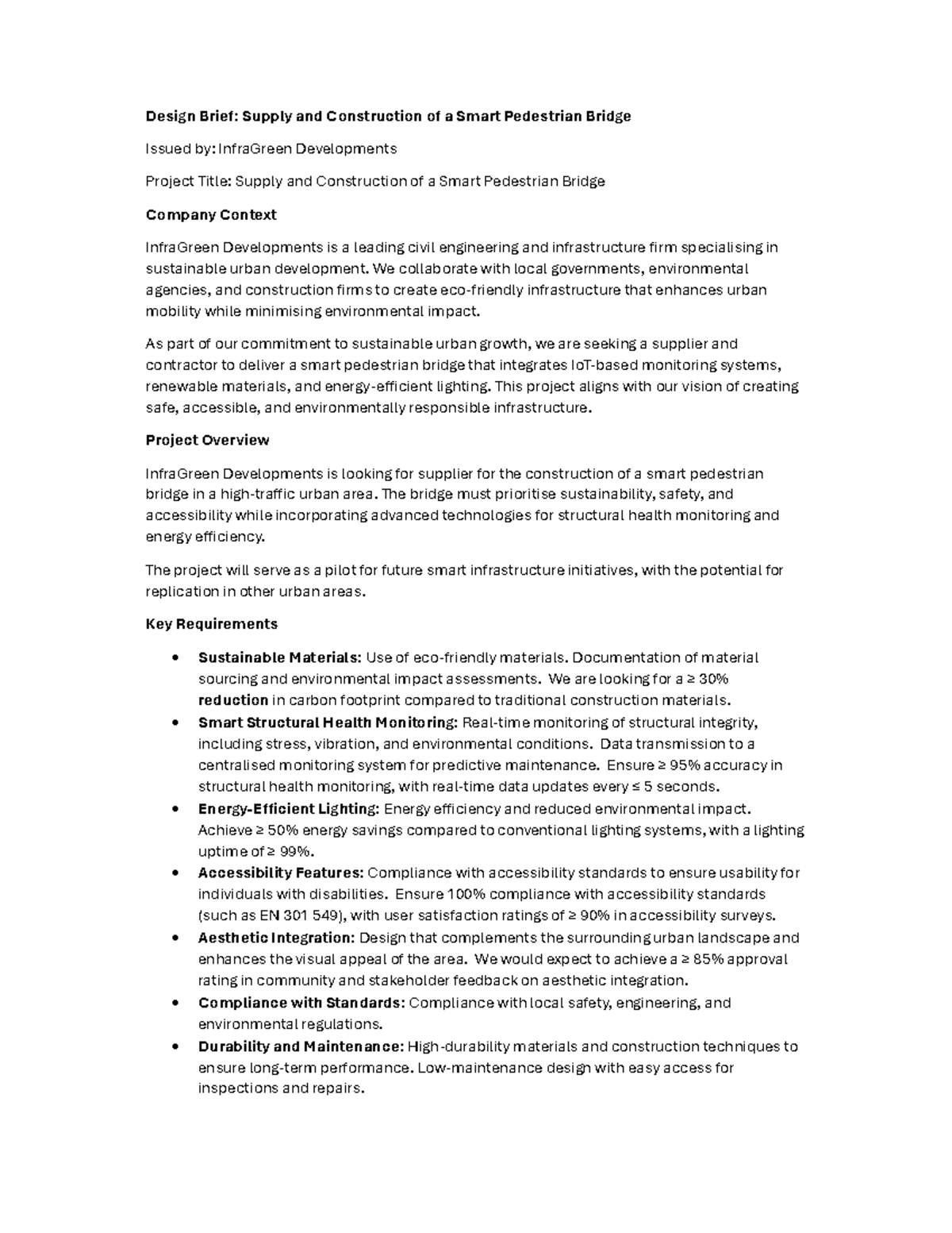 Design Brief - Smart Bridge - Design Brief: Supply and Construction of ...