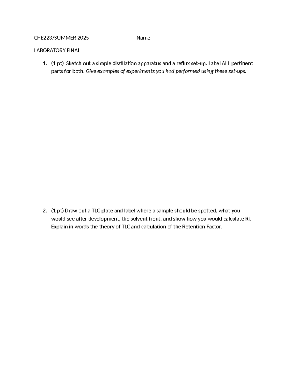 2025 CHEM LAB FINAL: Distillation, TLC, and Excedrin Experiment - Studocu