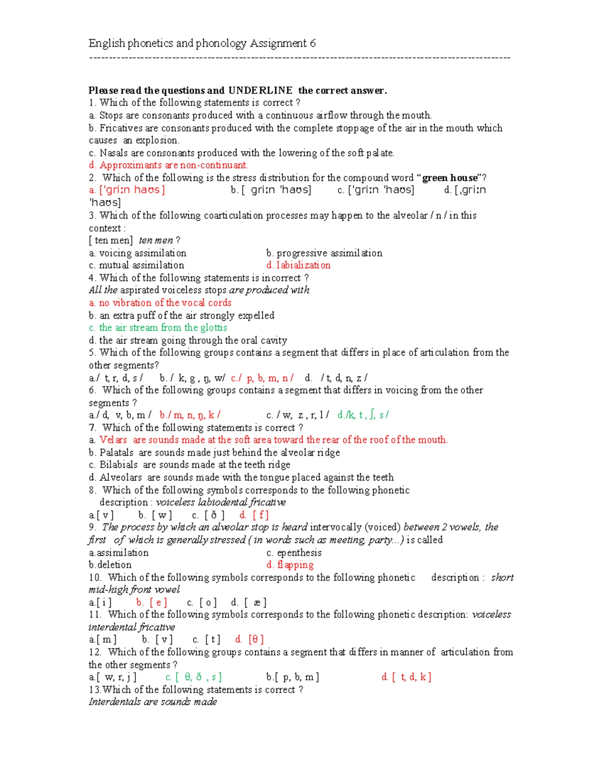 Phonetics & Phonology Assignment 3: Key Concepts & Practice Questions ...