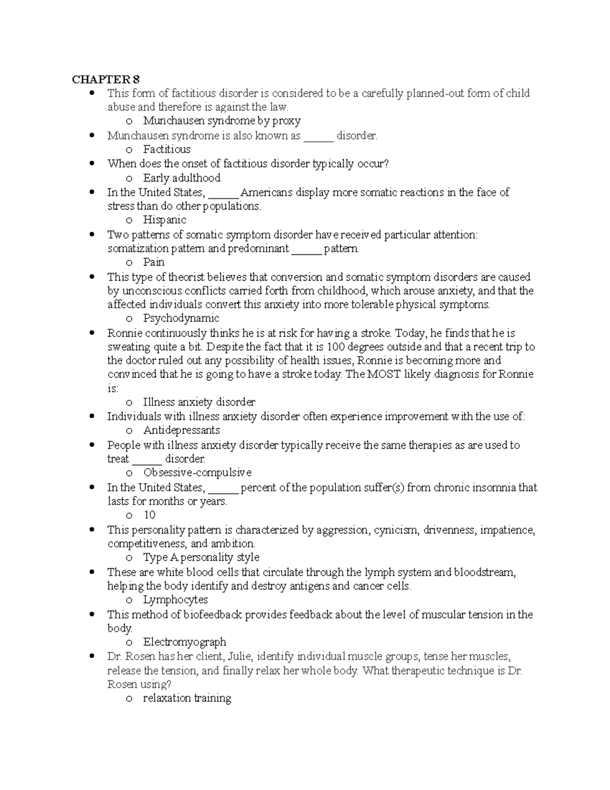 Abnormal Psych 101 Module 3 Final Exam Practice Questions - Studocu
